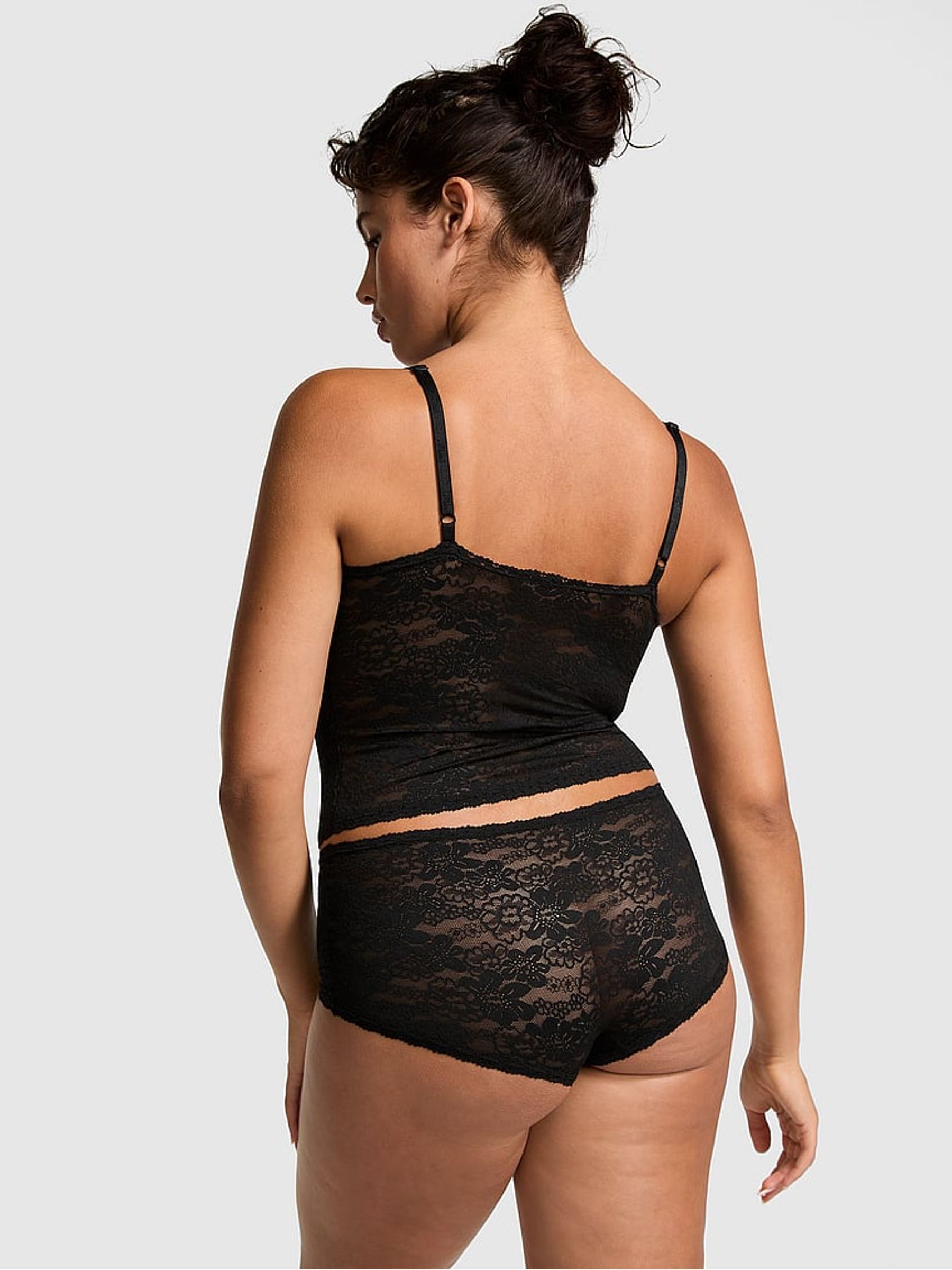 Black Lace Tank Top & Knicker Pyjama Set - Image 2 of 3