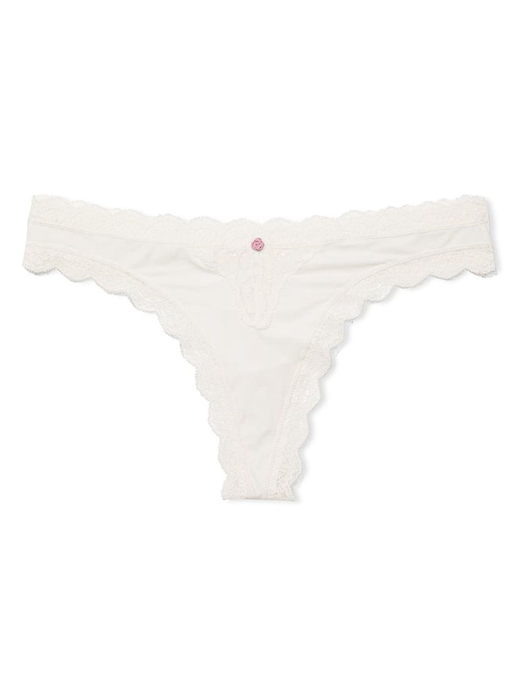 Coconut White Lace Trim Thong Knickers - Image 3 of 3