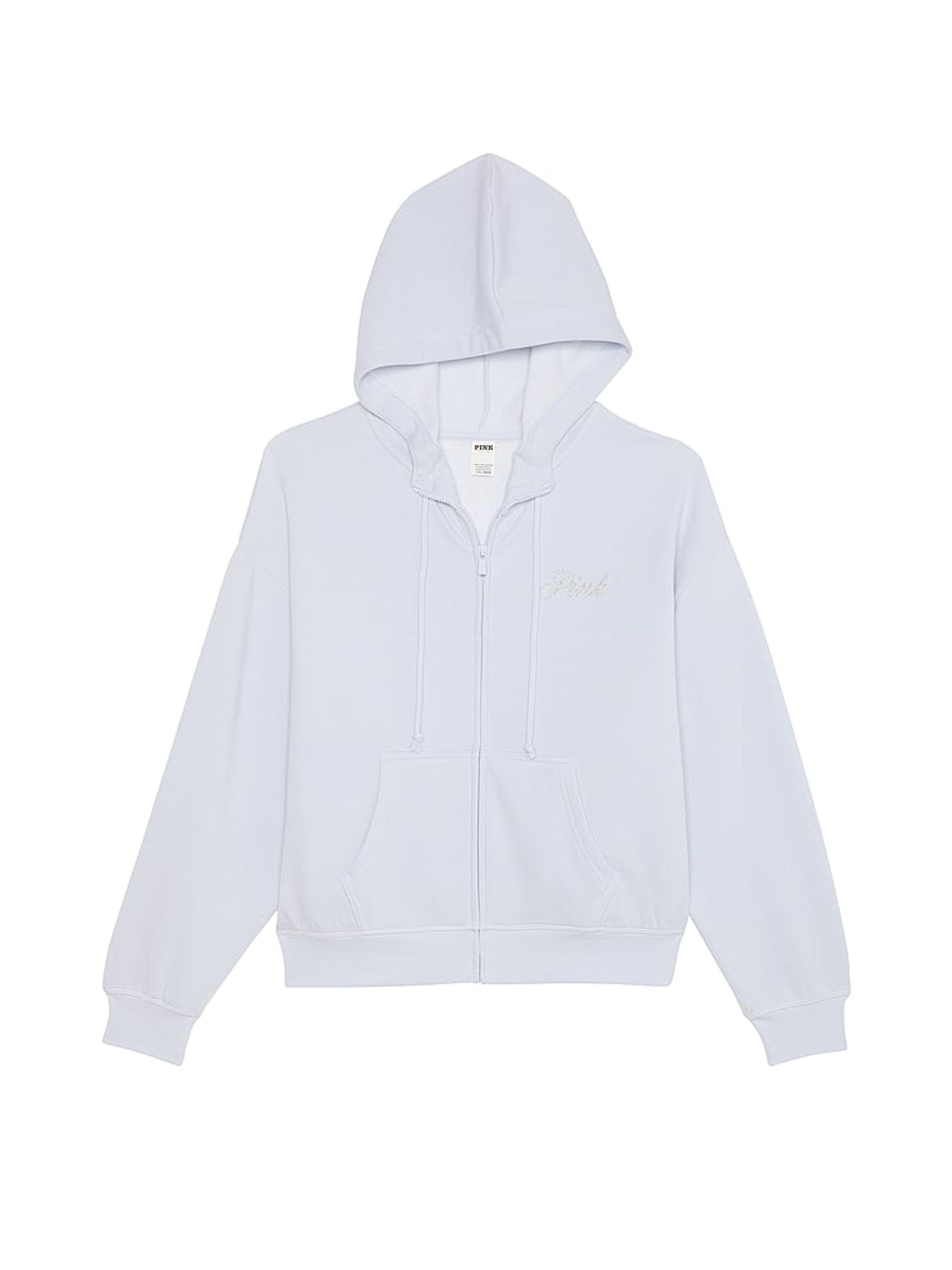 Hydrangea Blue Zip Up Diamante Fleece Hoodie - Image 1 of 3 Hydrangea Blue Zip Up Diamante Fleece Hoodie - Image 1 of 3