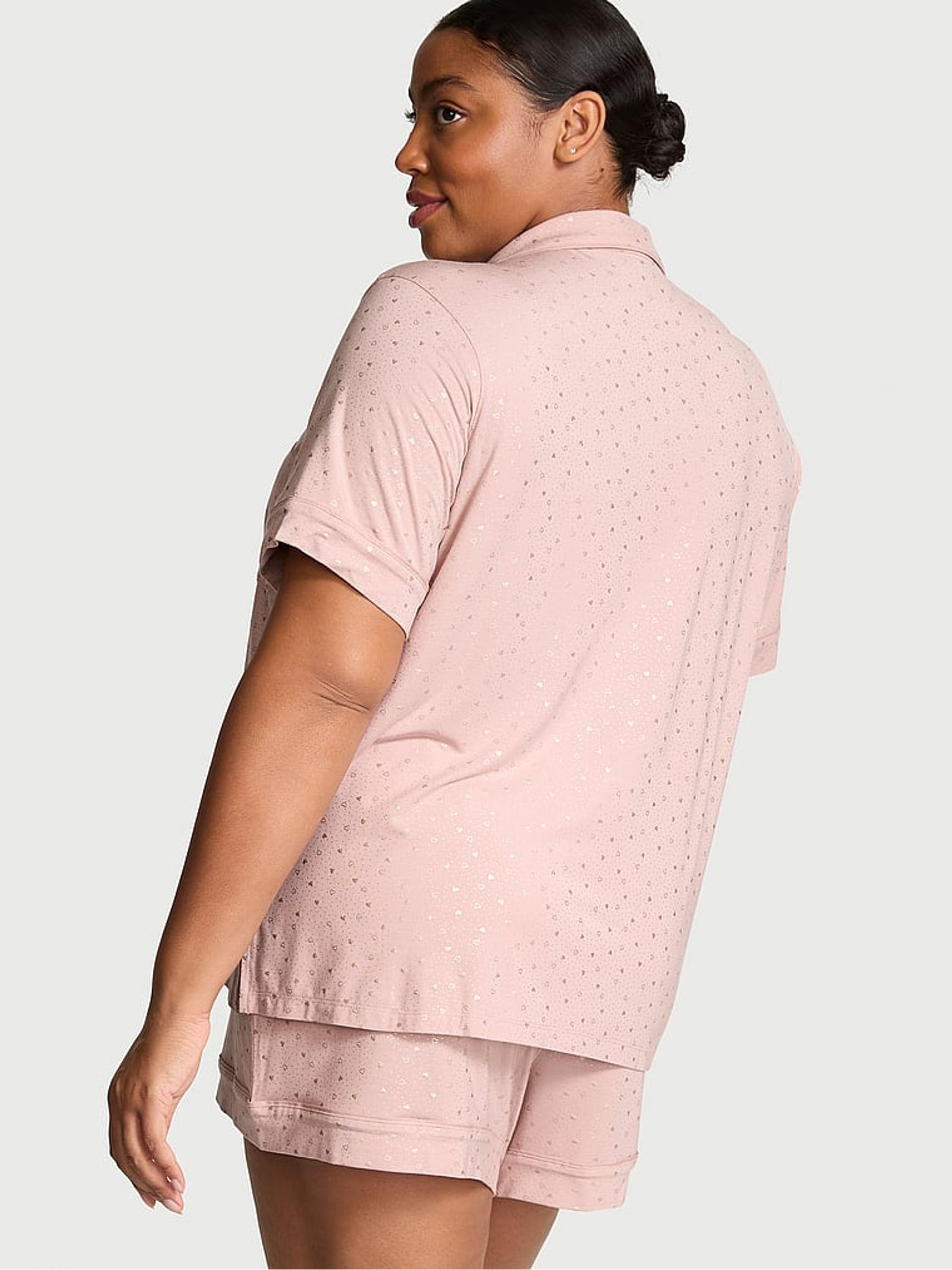 Pink Zinc Foil Heart Dot Modal Short Pyjama Set - Image 2 of 3