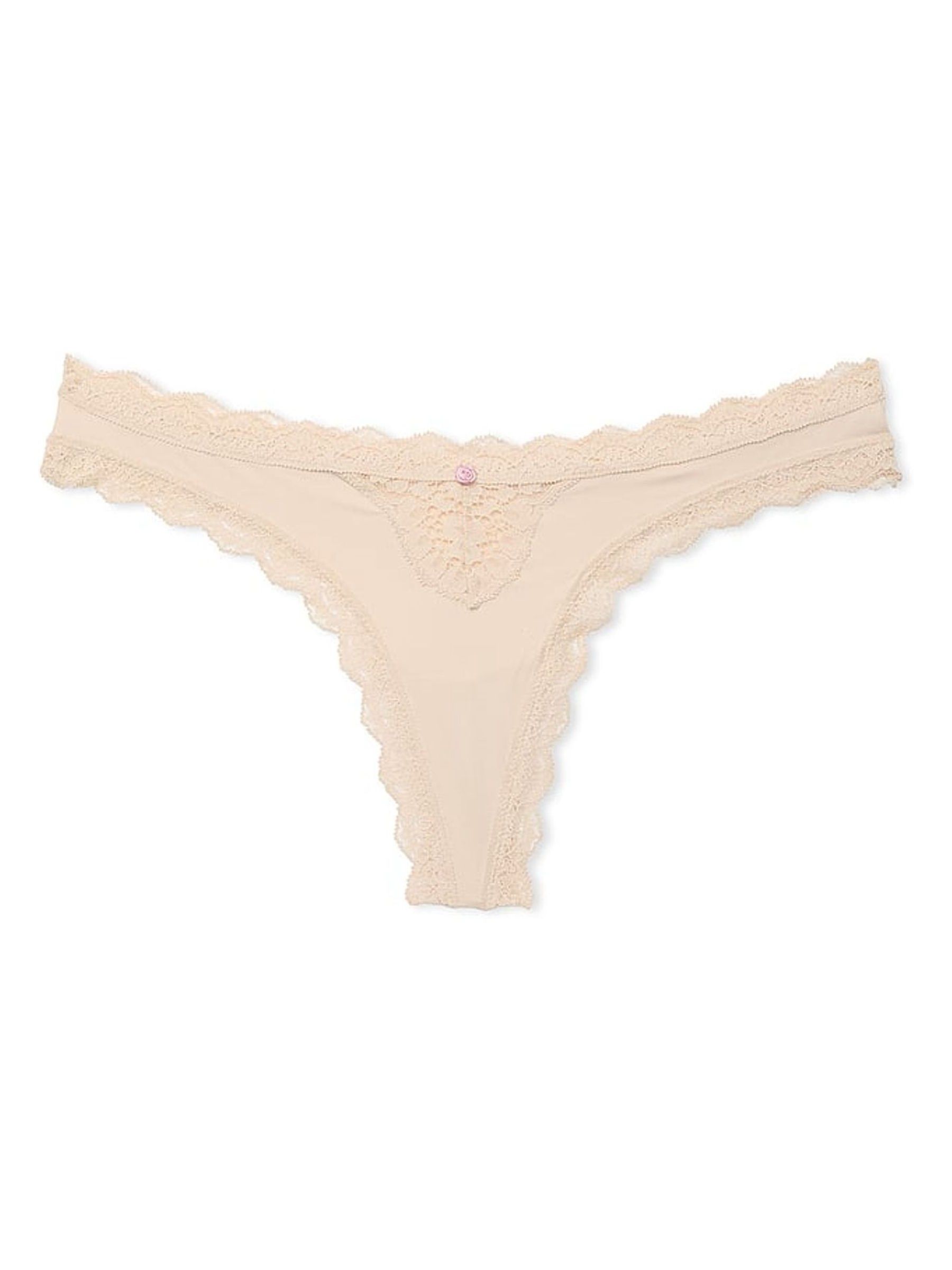 Marzipan Nude Lace Trim Thong Knickers - Image 3 of 3