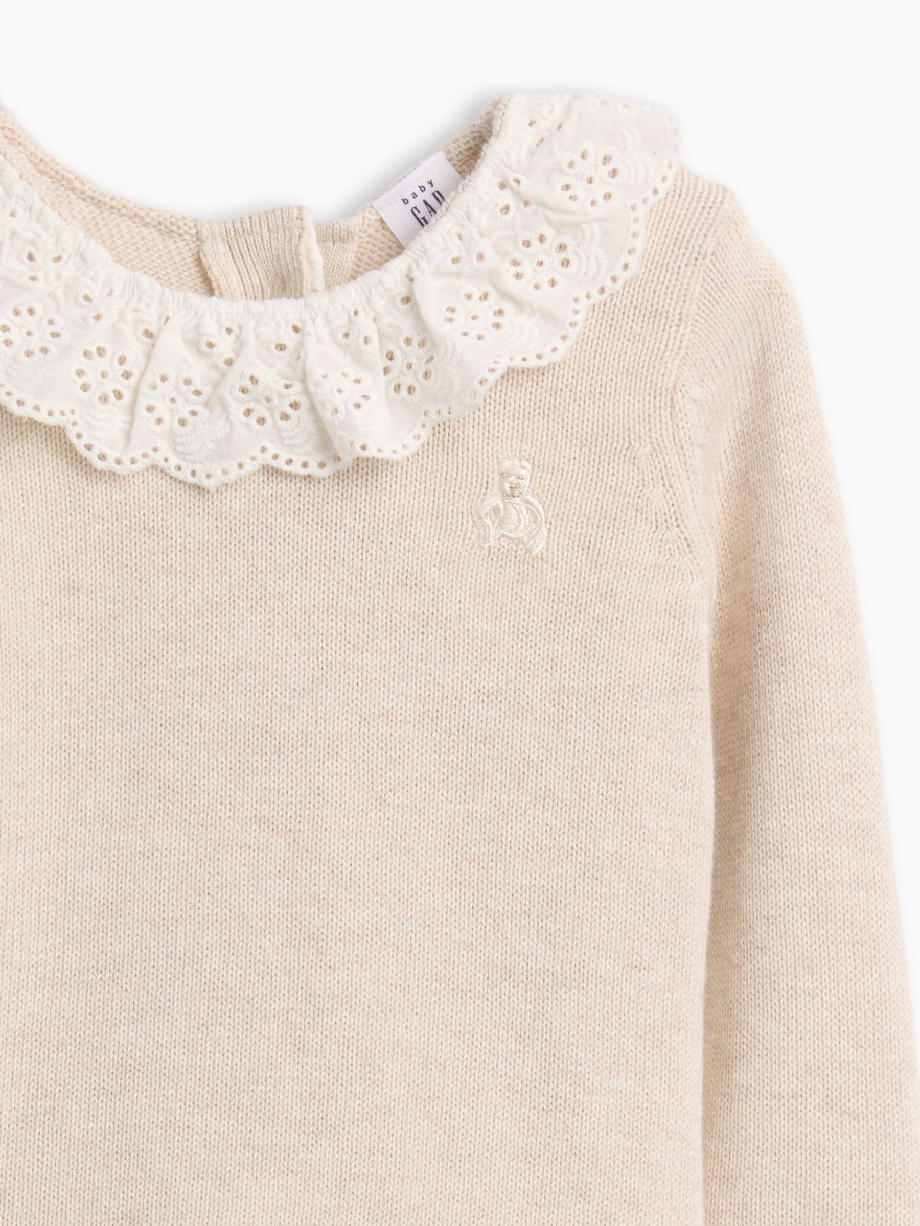 Cream Eyelet Ruffle Collar Jumper Set - Image 3 of 3