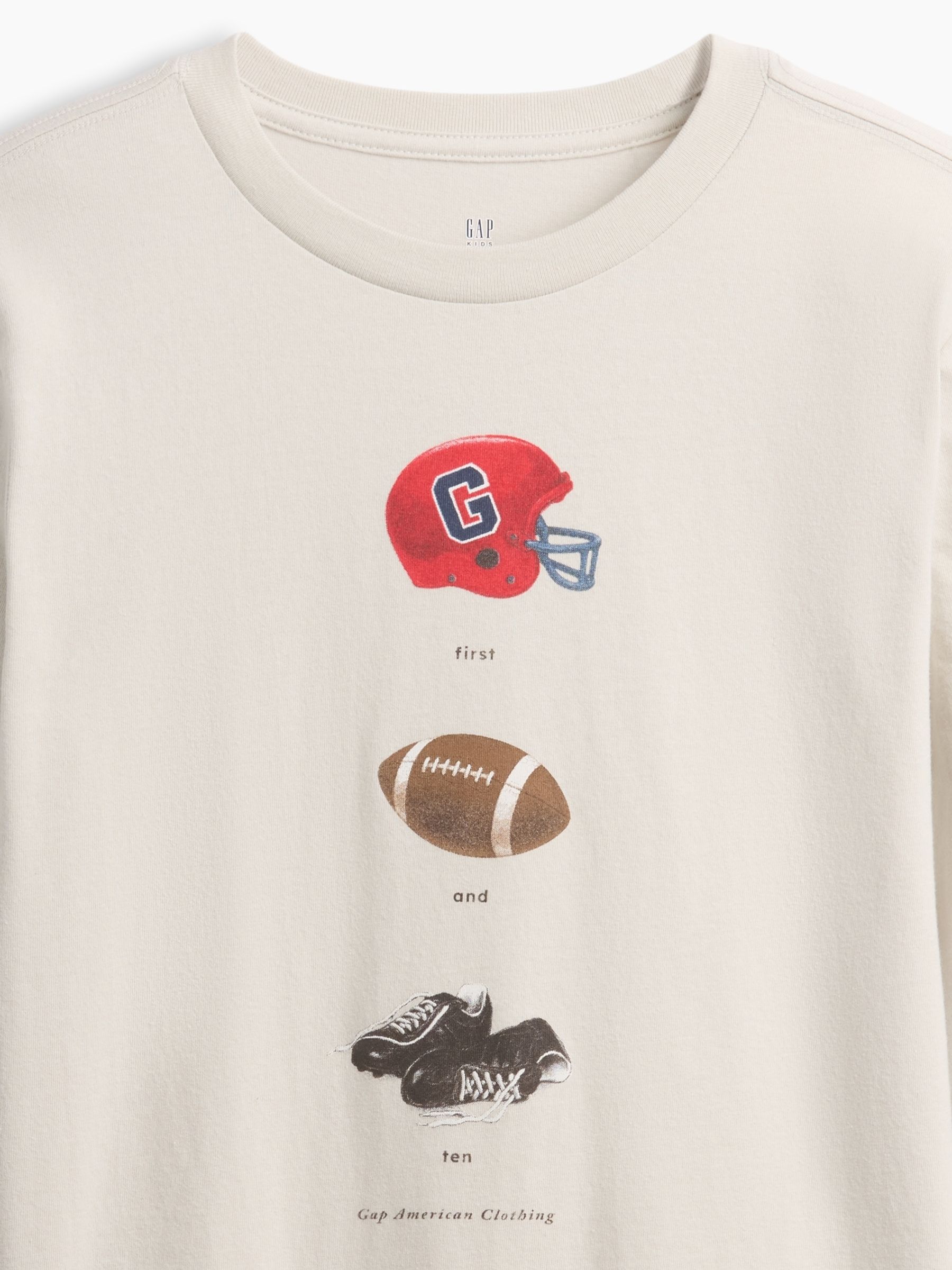 Cream American Football Graphic Long Sleeve T-Shirt - Image 3 of 3 Cream American Football Graphic Long Sleeve T-Shirt - Image 3 of 3