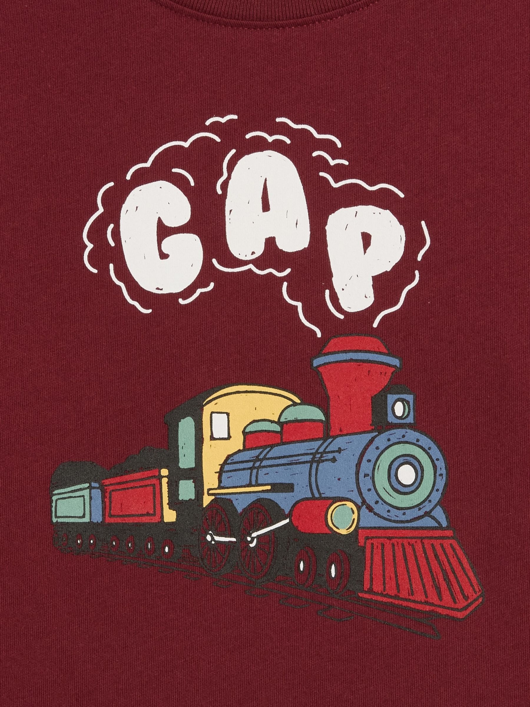 Burgundy Red Train Graphic Long Sleeve T-Shirt - Image 3 of 3 Burgundy Red Train Graphic Long Sleeve T-Shirt - Image 3 of 3