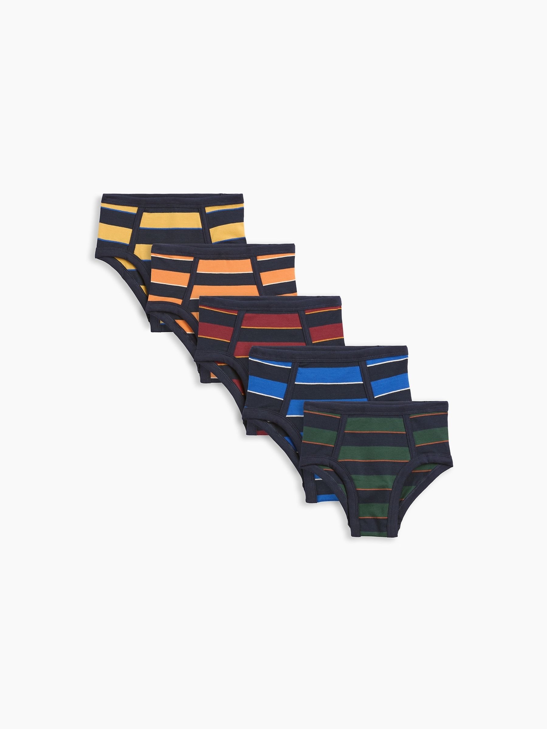 Navy/Multi Stretch Cotton Stripe Briefs 5-Pack - Image 1 of 2