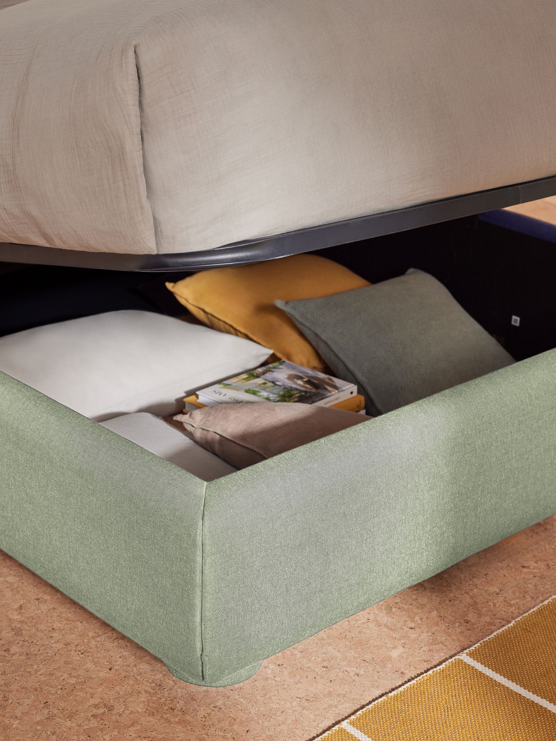 Hanson Ottoman Storage Bed in Velvet in Sage Green - Image 4 of 5