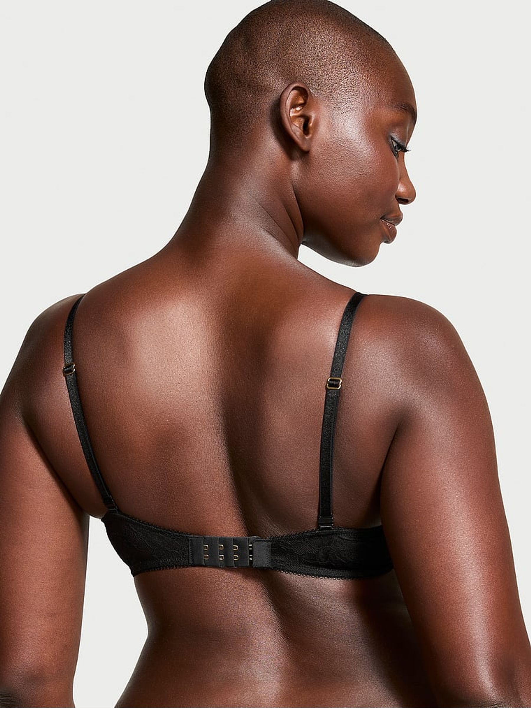 Black Add 2 Cups Push Up Rose Lace Bra - Image 2 of 3