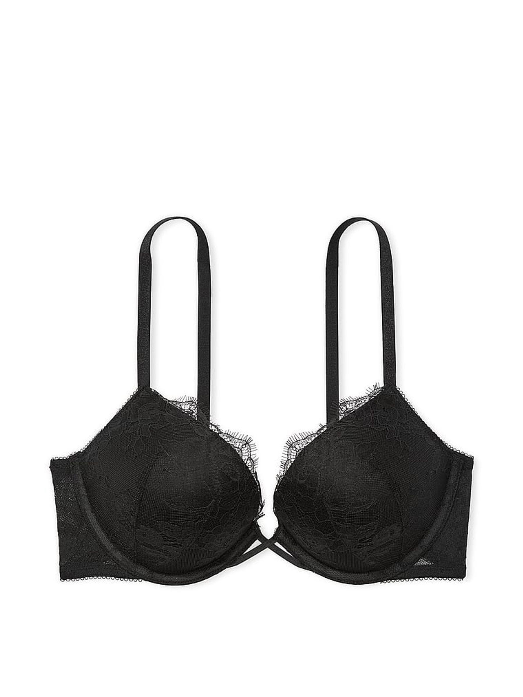 Black Add 2 Cups Push Up Rose Lace Bra - Image 3 of 3