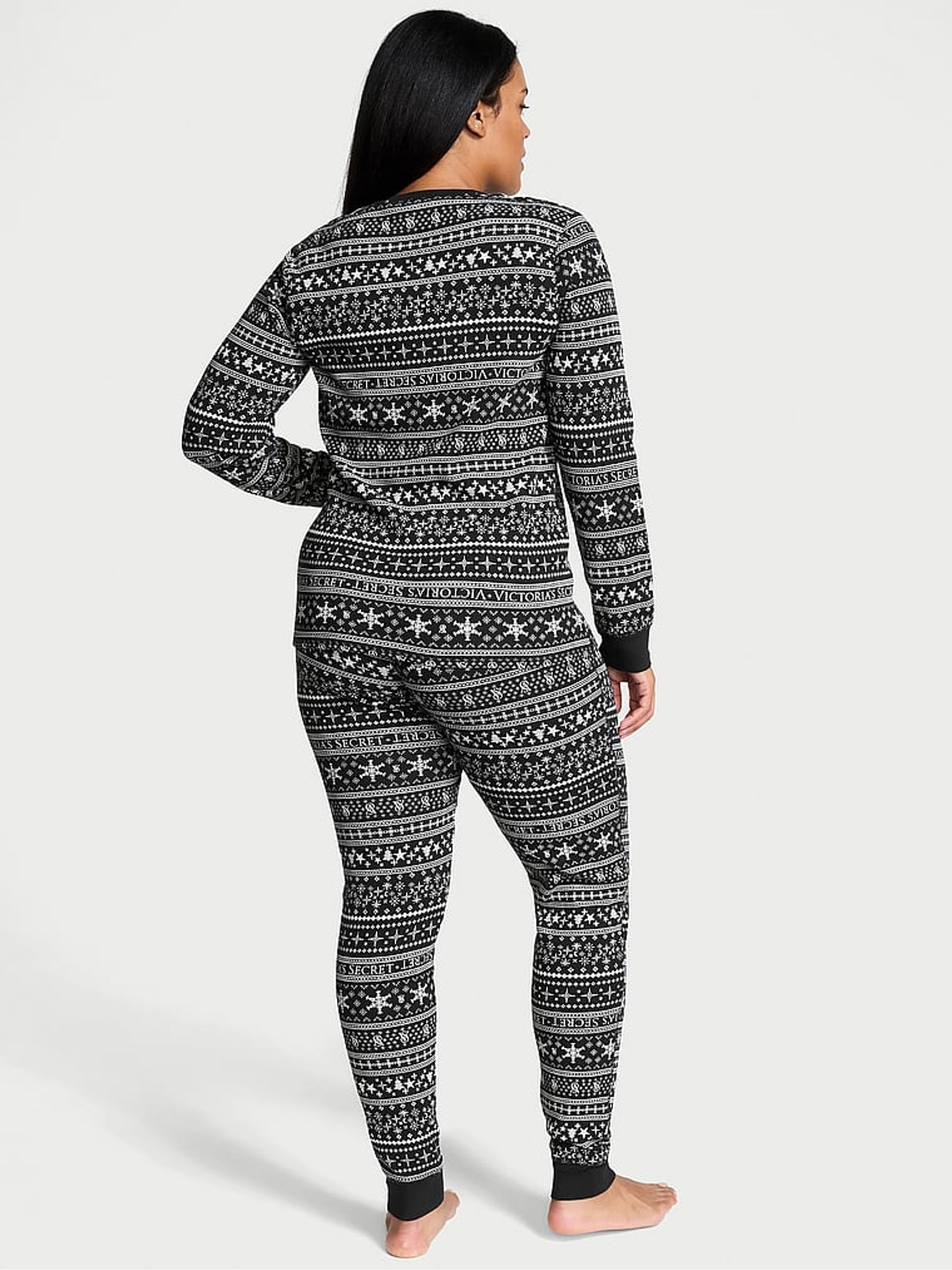 Black Fair Isle Thermal Long Pyjama Set - Image 2 of 4