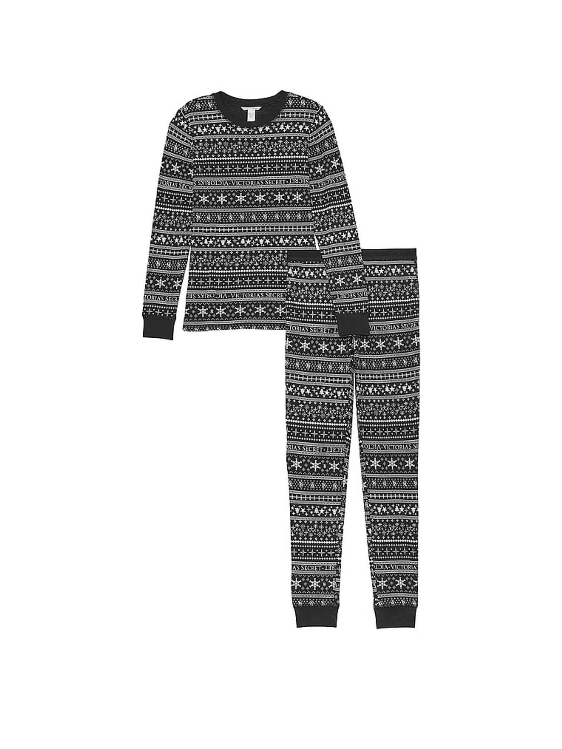 Black Fair Isle Thermal Long Pyjama Set - Image 3 of 4
