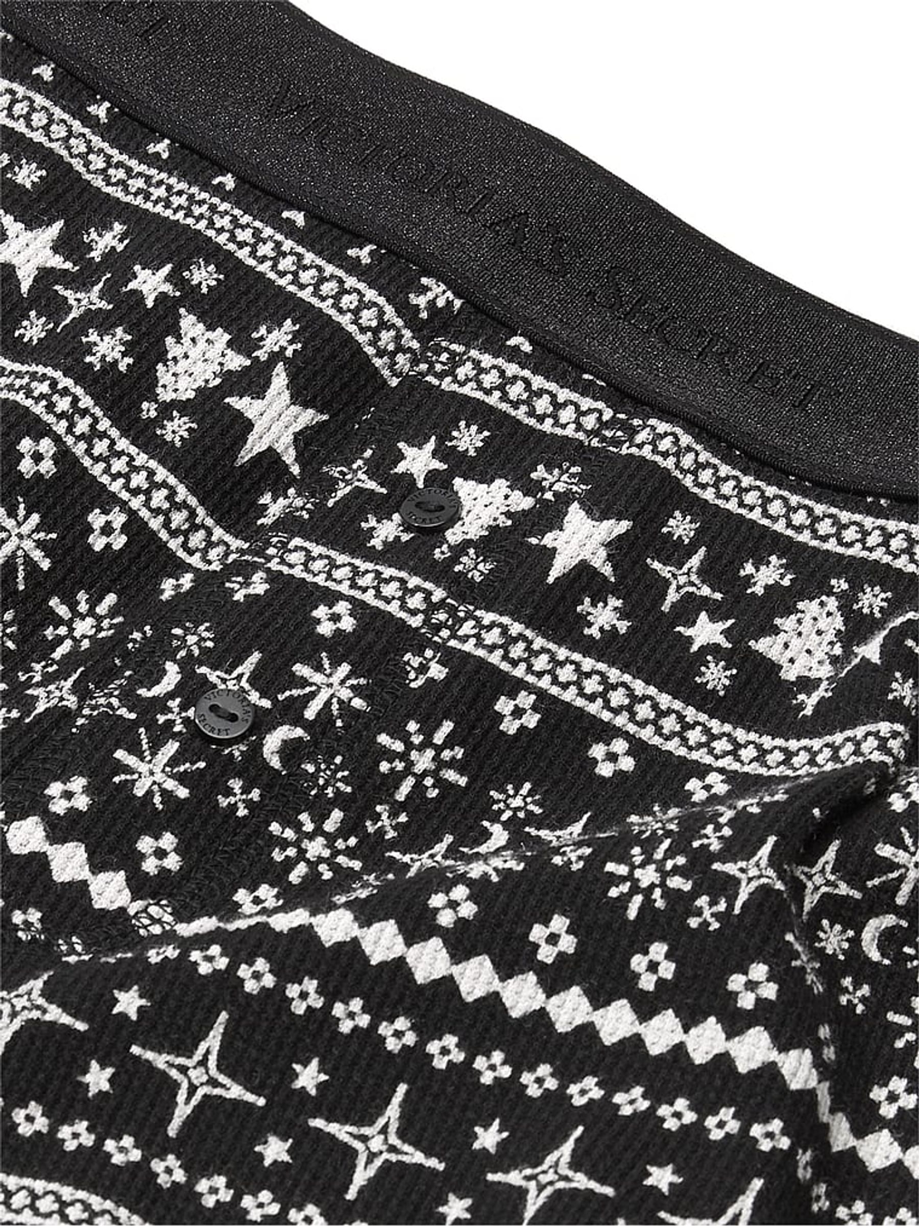 Black Fair Isle Thermal Long Pyjama Set - Image 4 of 4