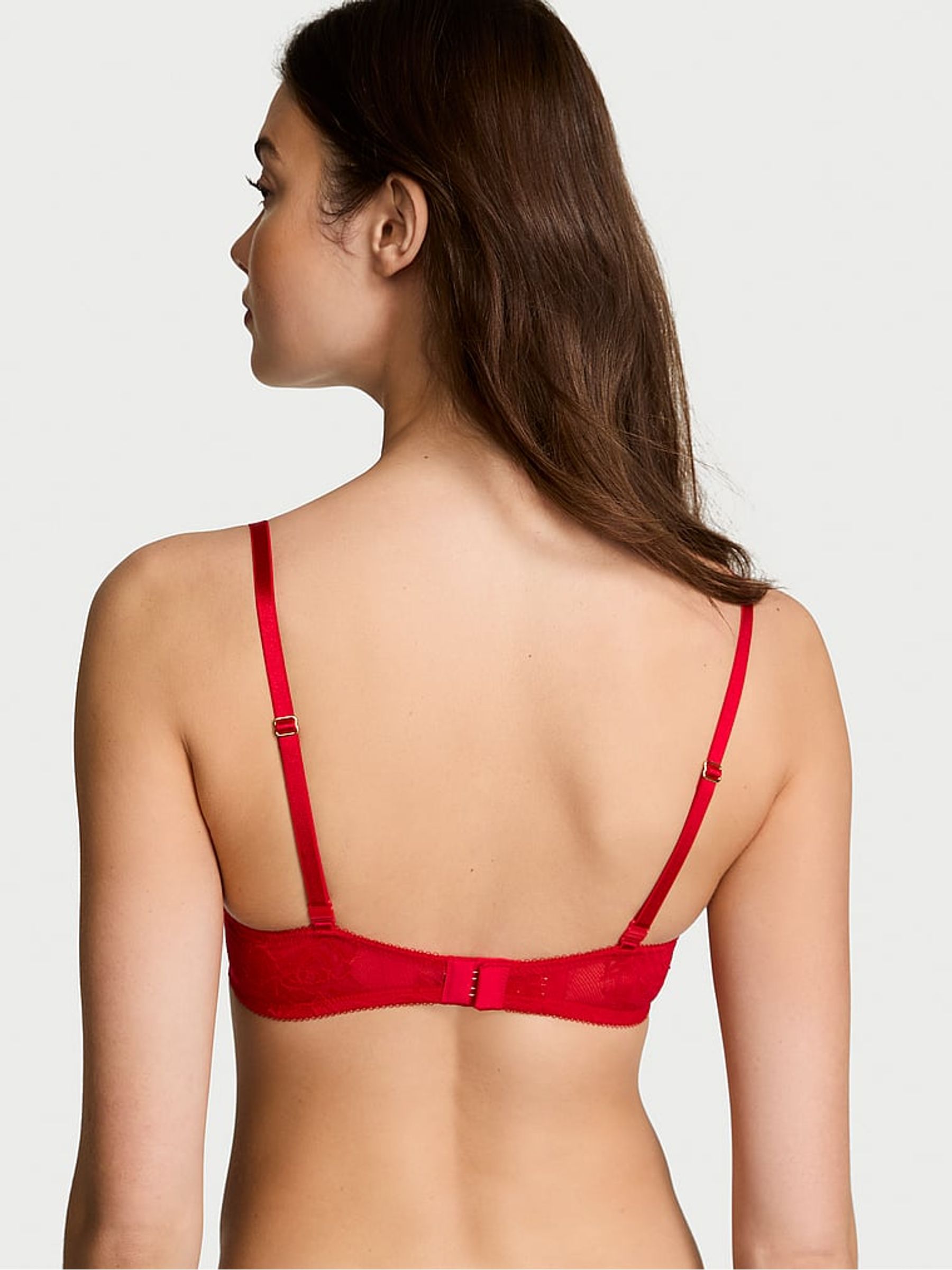 Lipstick Red Bombshell Add 2 Cups Push Up Rose Lace Bra - Image 2 of 4