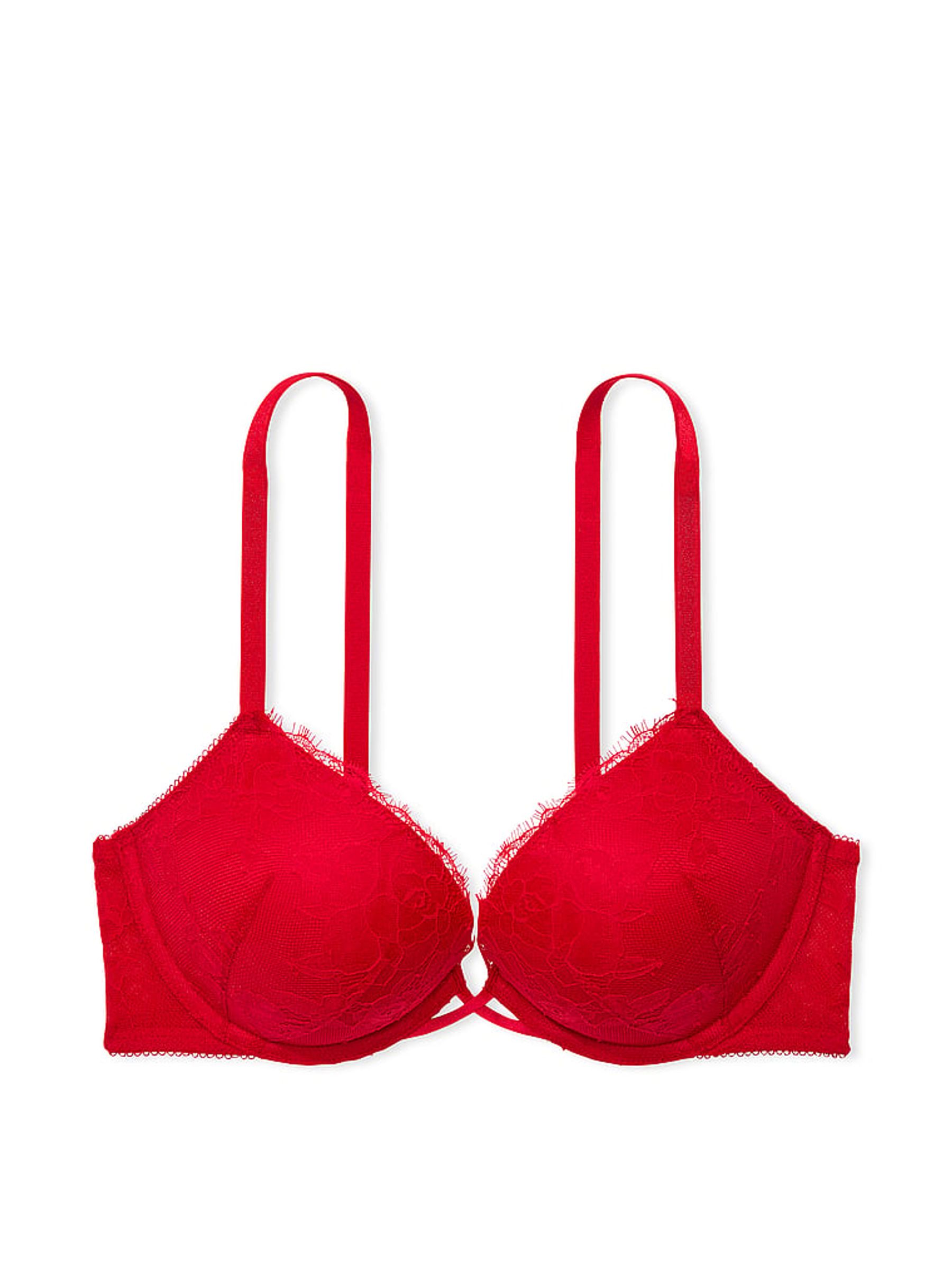 Lipstick Red Bombshell Add 2 Cups Push Up Rose Lace Bra - Image 3 of 4