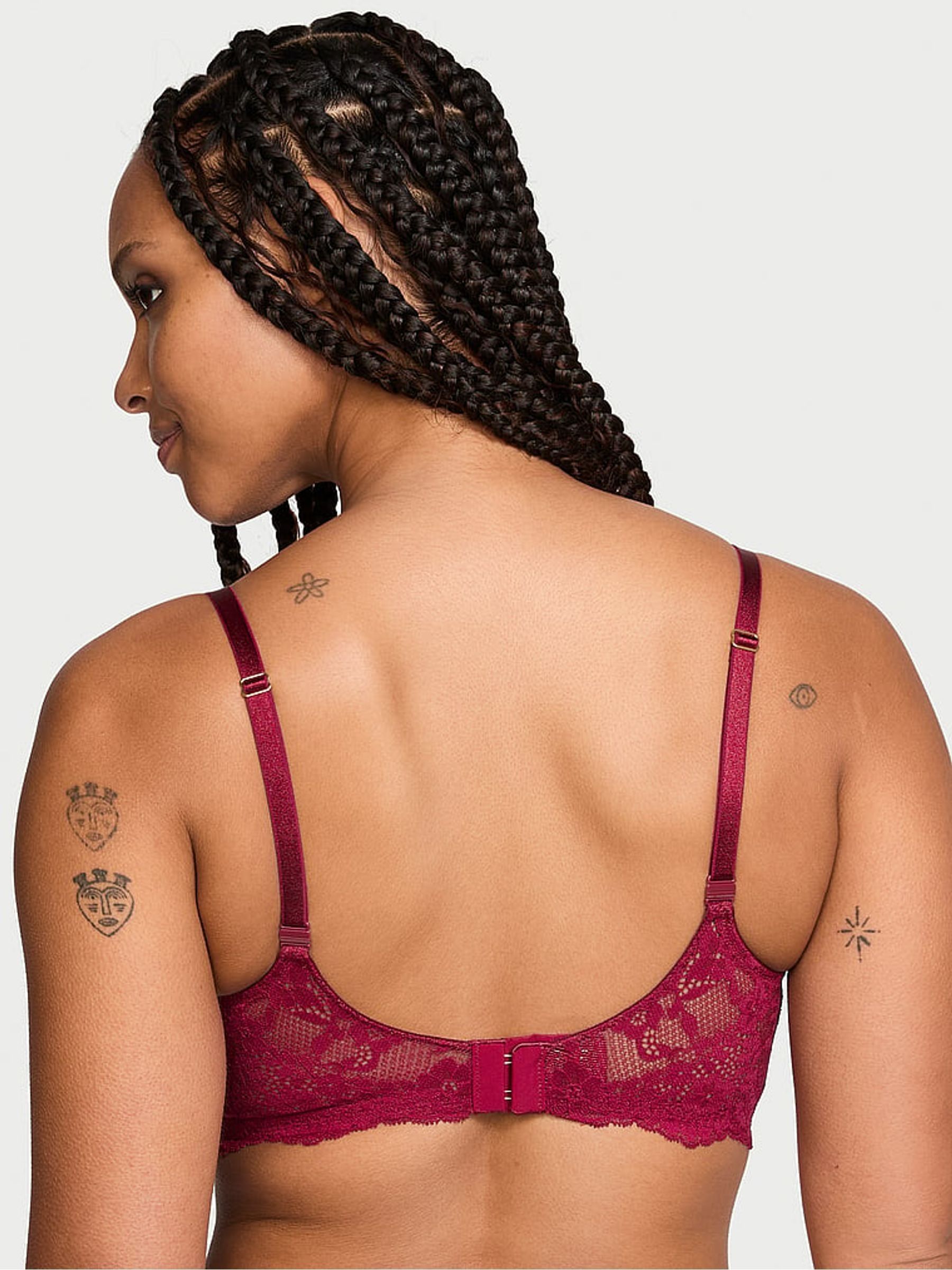 Campari Red Half Pad Plunge Lace Bra - Image 2 of 3