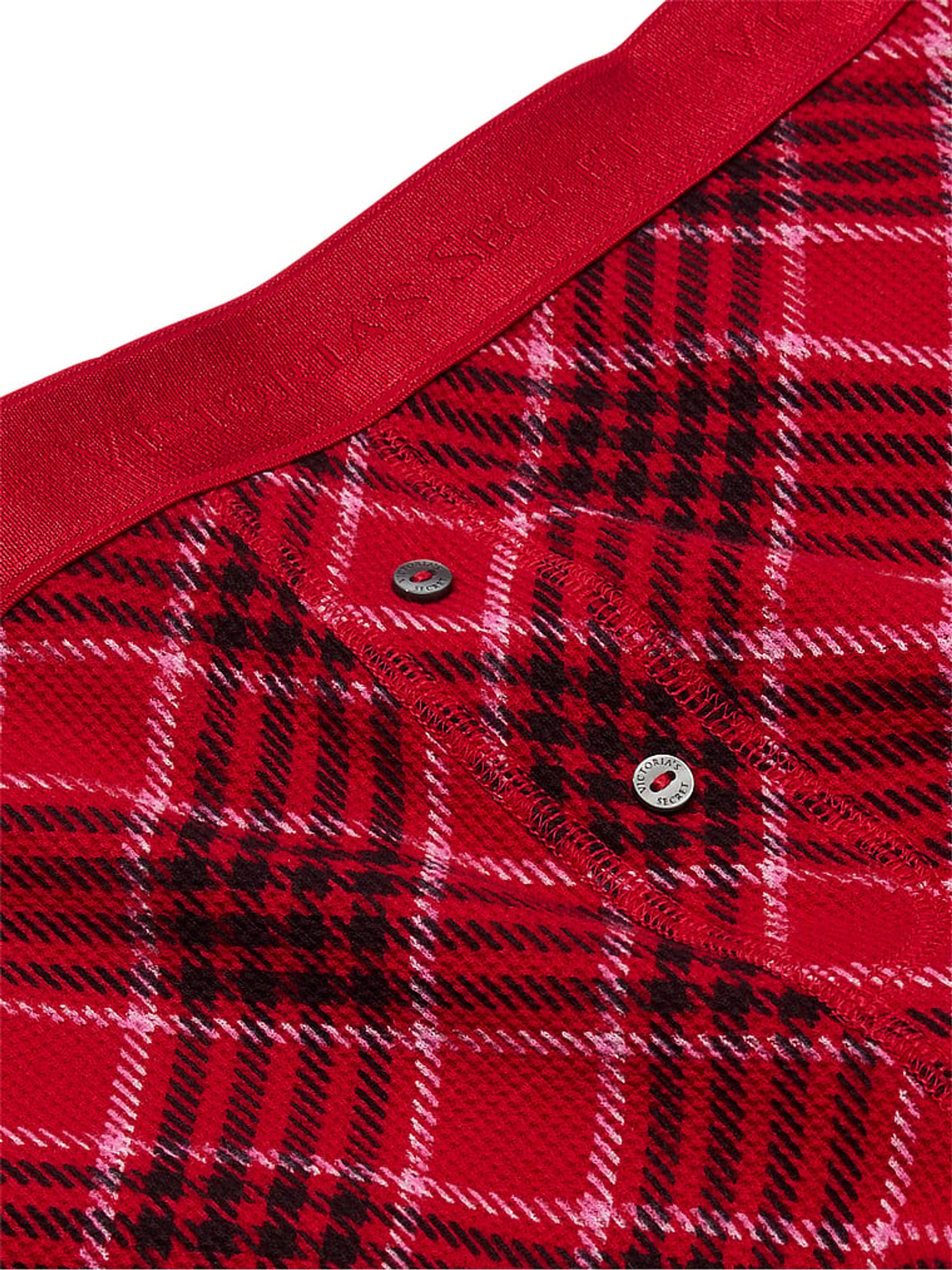 Lipstick Lovely Plaid Red Thermal Long Pyjama Set - Image 4 of 4