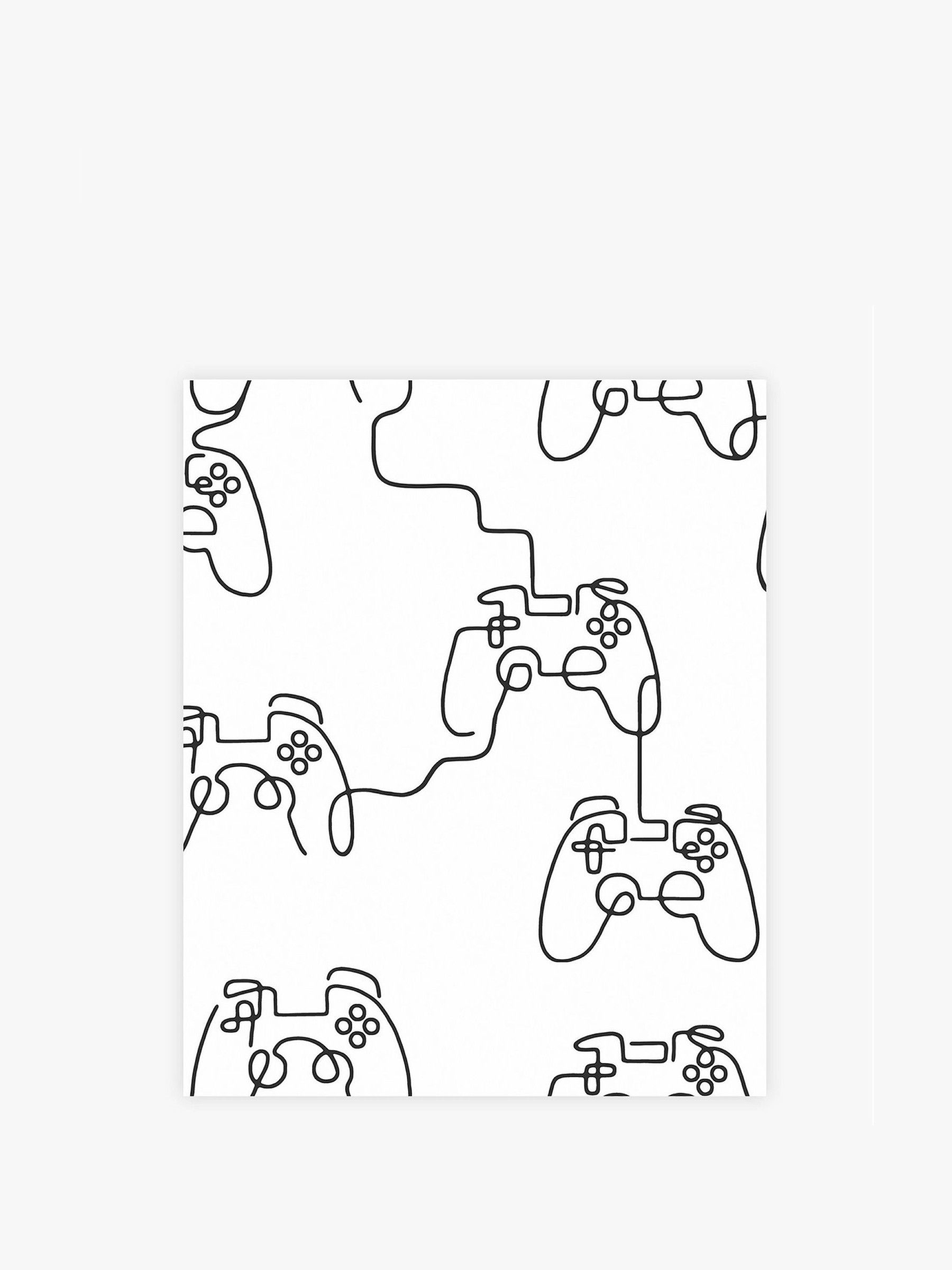 Next Black White Gamer Doodle A4 Wallpaper Sample - Image 2 of 4