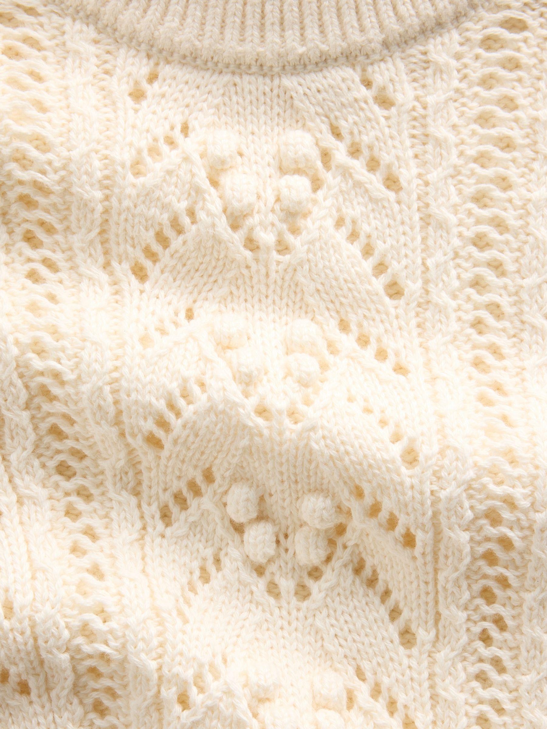 Cream Textured Crew Neck Jumper - Image 3 of 3