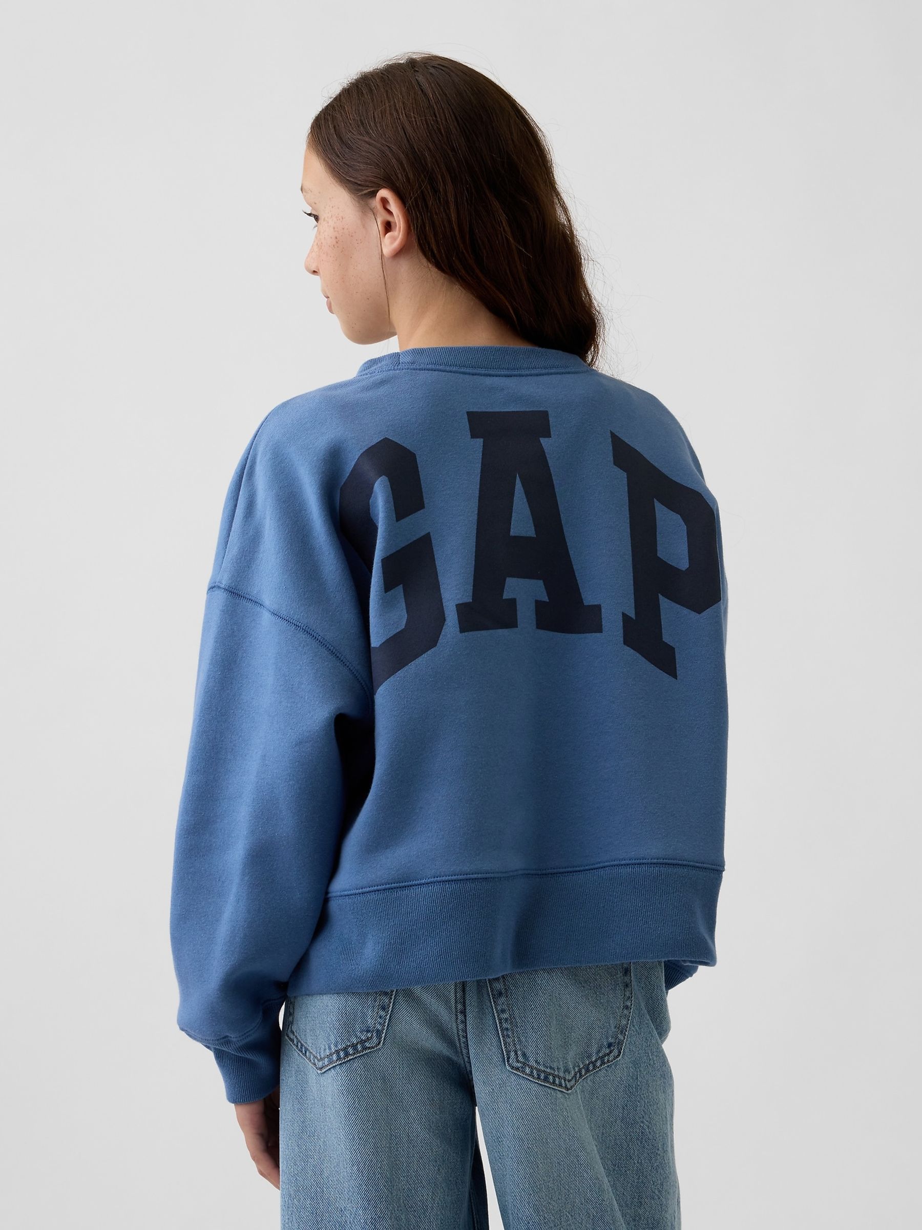 Blue Vintage Soft Oversized Split-Hem Sweatshirt - Image 2 of 4