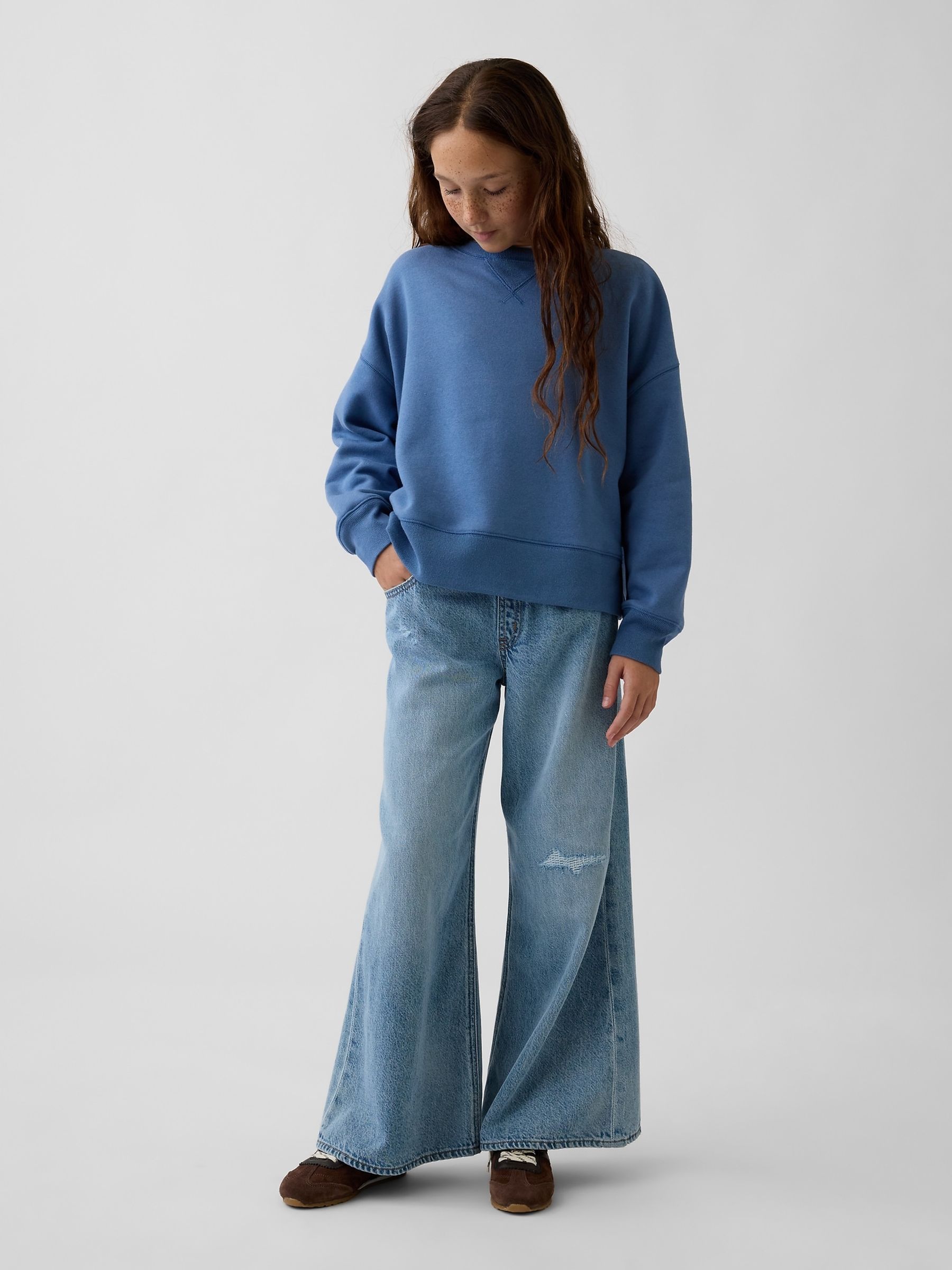 Blue Vintage Soft Oversized Split-Hem Sweatshirt - Image 3 of 4