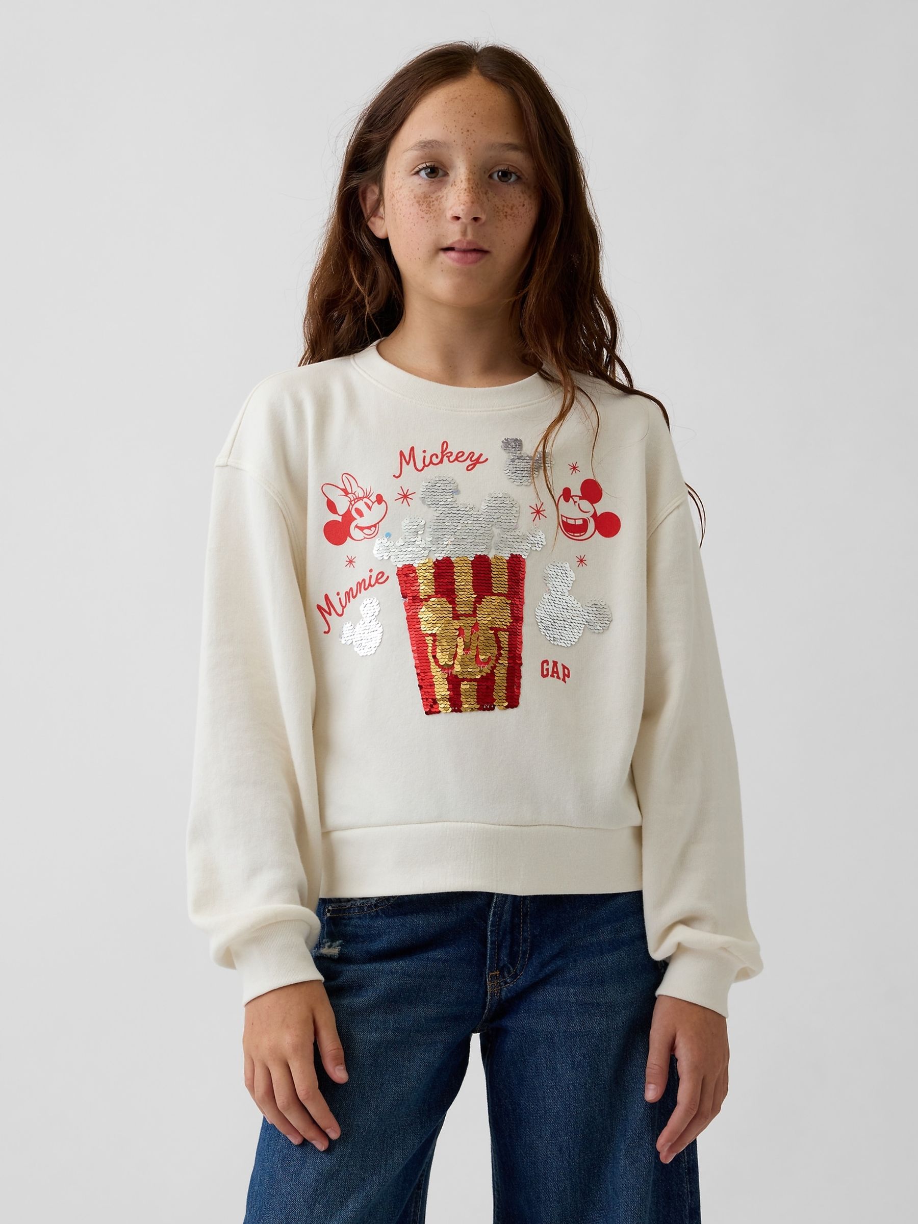 Cream Disney Relaxed Flip-Sequin Wedge Sweatshirt - Image 1 of 5