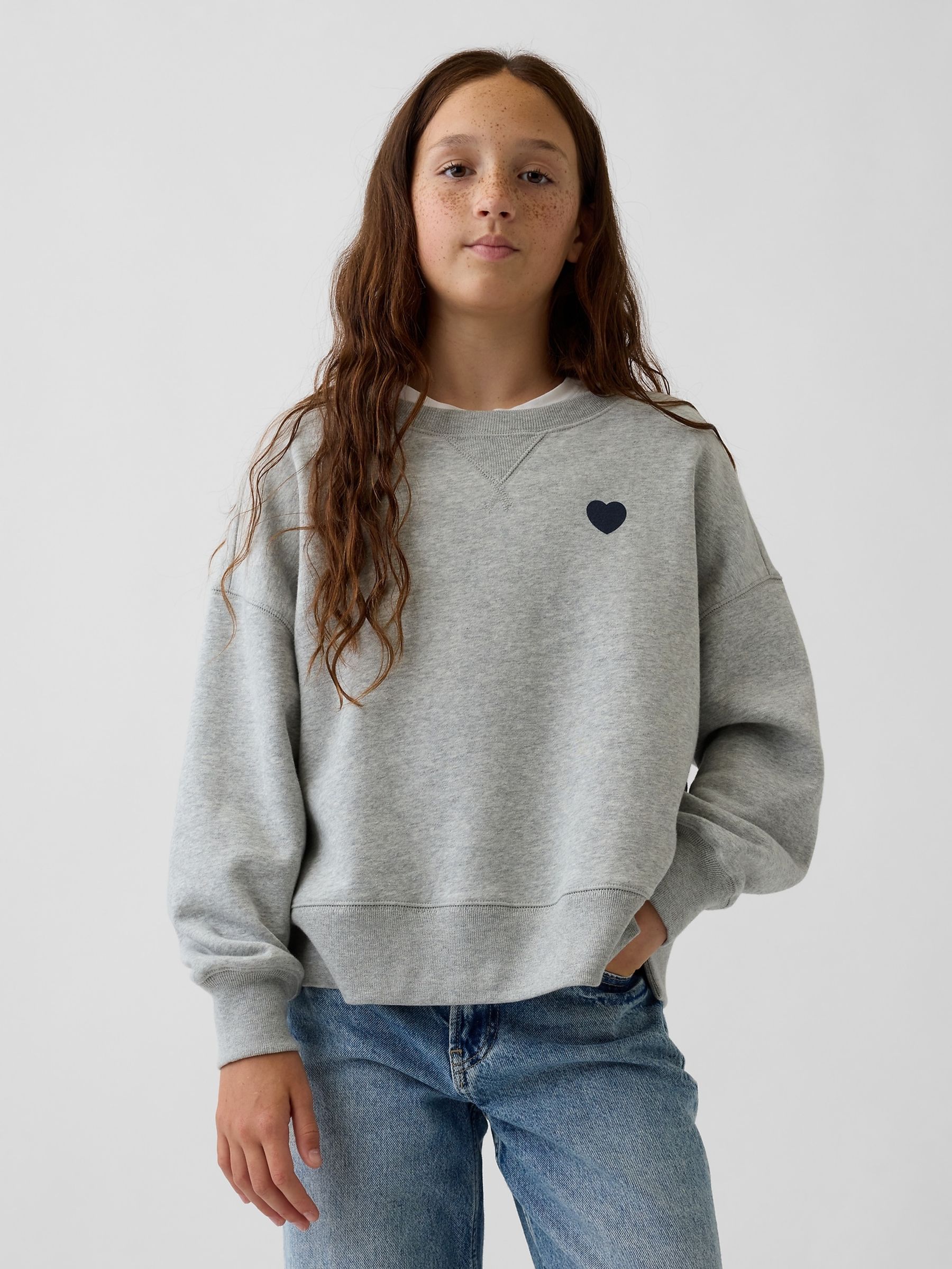 Grey Vintage Soft Oversized Split-Hem Sweatshirt - Image 1 of 4