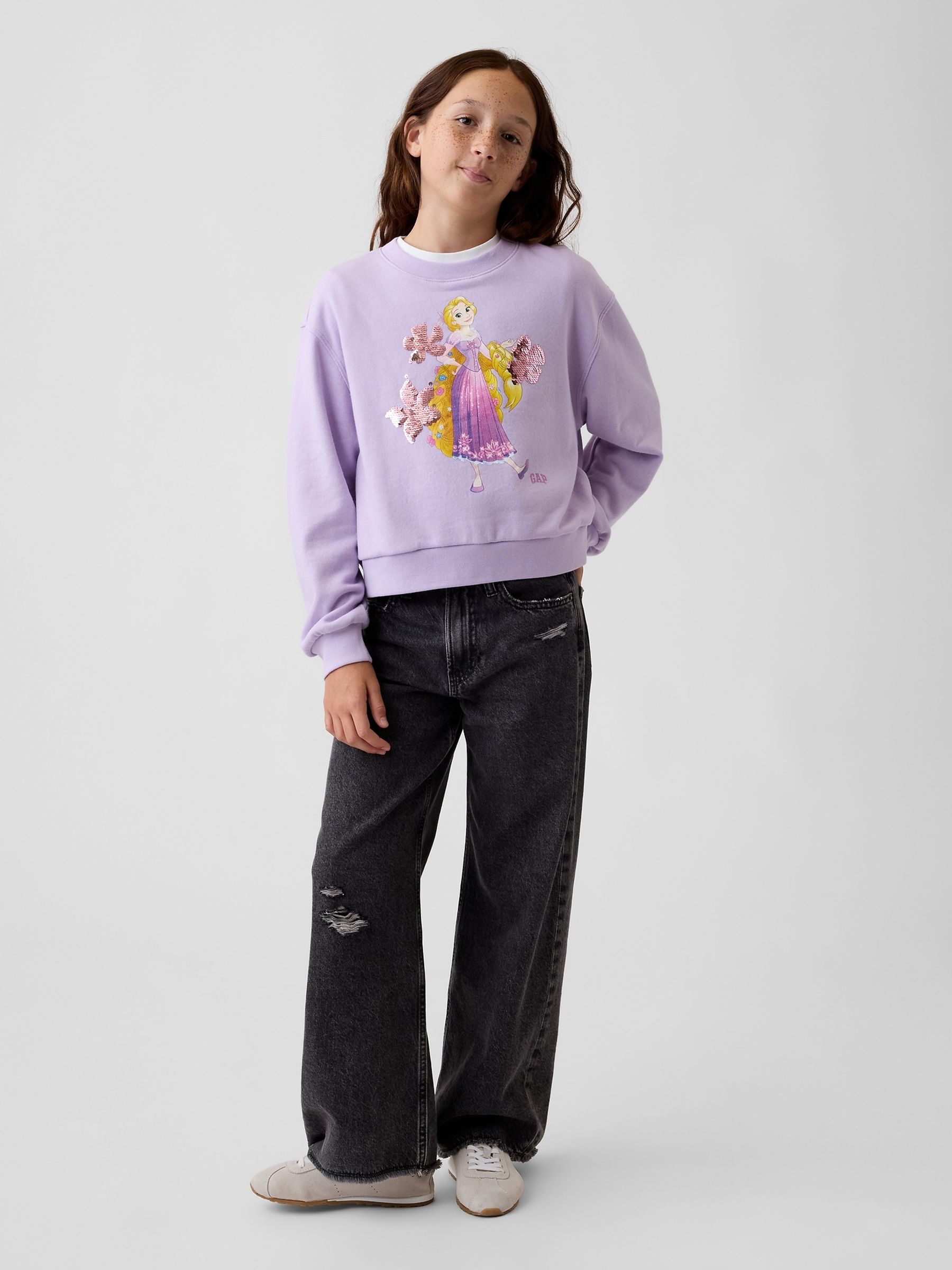 Purple Rapunzel Disney Relaxed Flip-Sequin Wedge Sweatshirt - Image 3 of 5