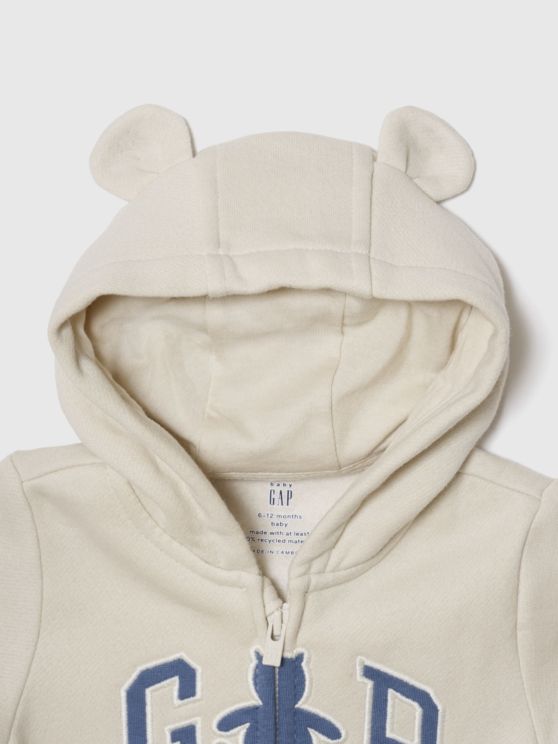 Cream/Blue Vintage Soft Logo Hooded One-Piece - Image 3 of 3 Cream/Blue Vintage Soft Logo Hooded One-Piece - Image 3 of 3