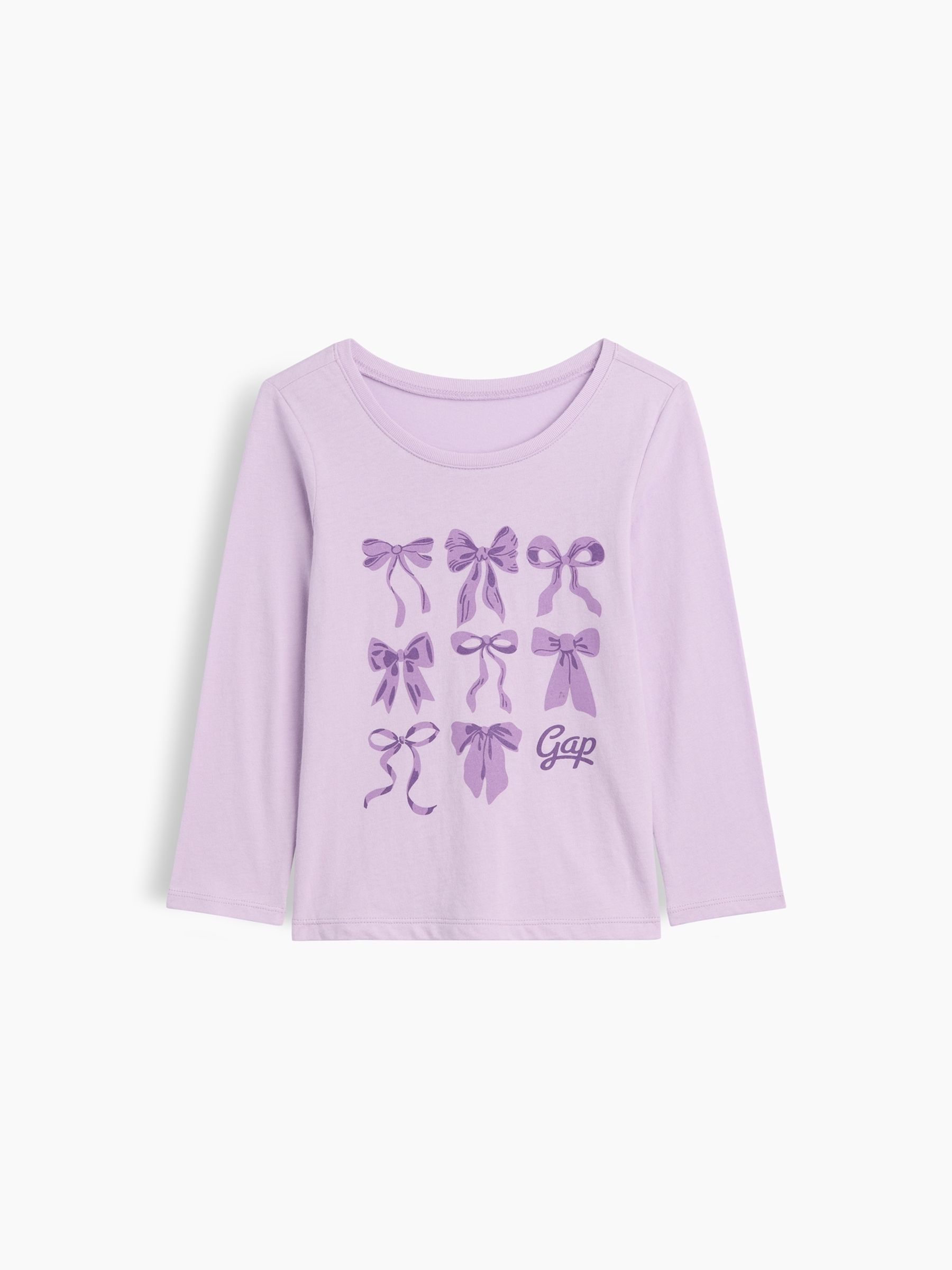 Lilac Bows Graphic Long Sleeve T-Shirt - Image 1 of 3