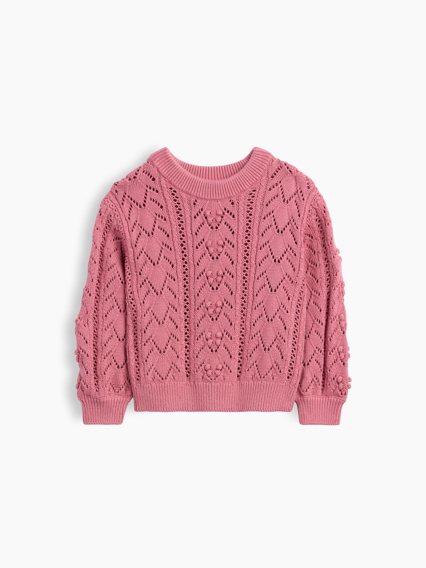 Pink Textured Crew Neck Jumper - Image 1 of 3 Pink Textured Crew Neck Jumper - Image 1 of 3