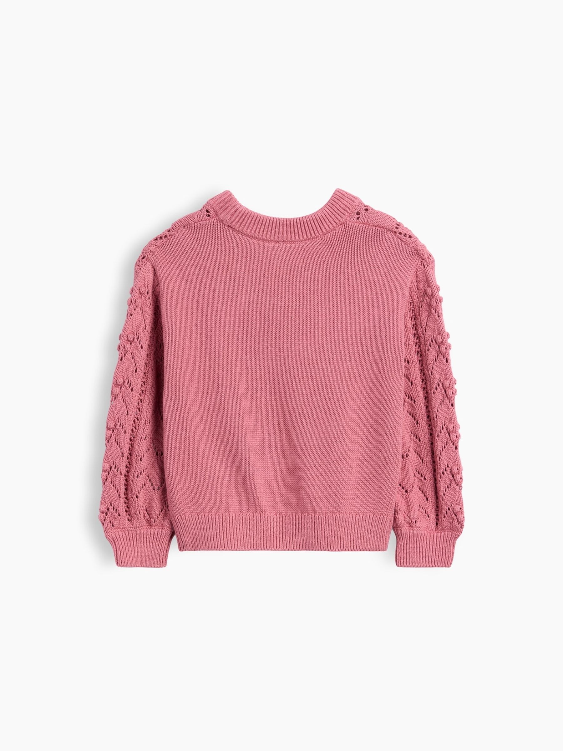 Pink Textured Crew Neck Jumper - Image 2 of 3 Pink Textured Crew Neck Jumper - Image 2 of 3