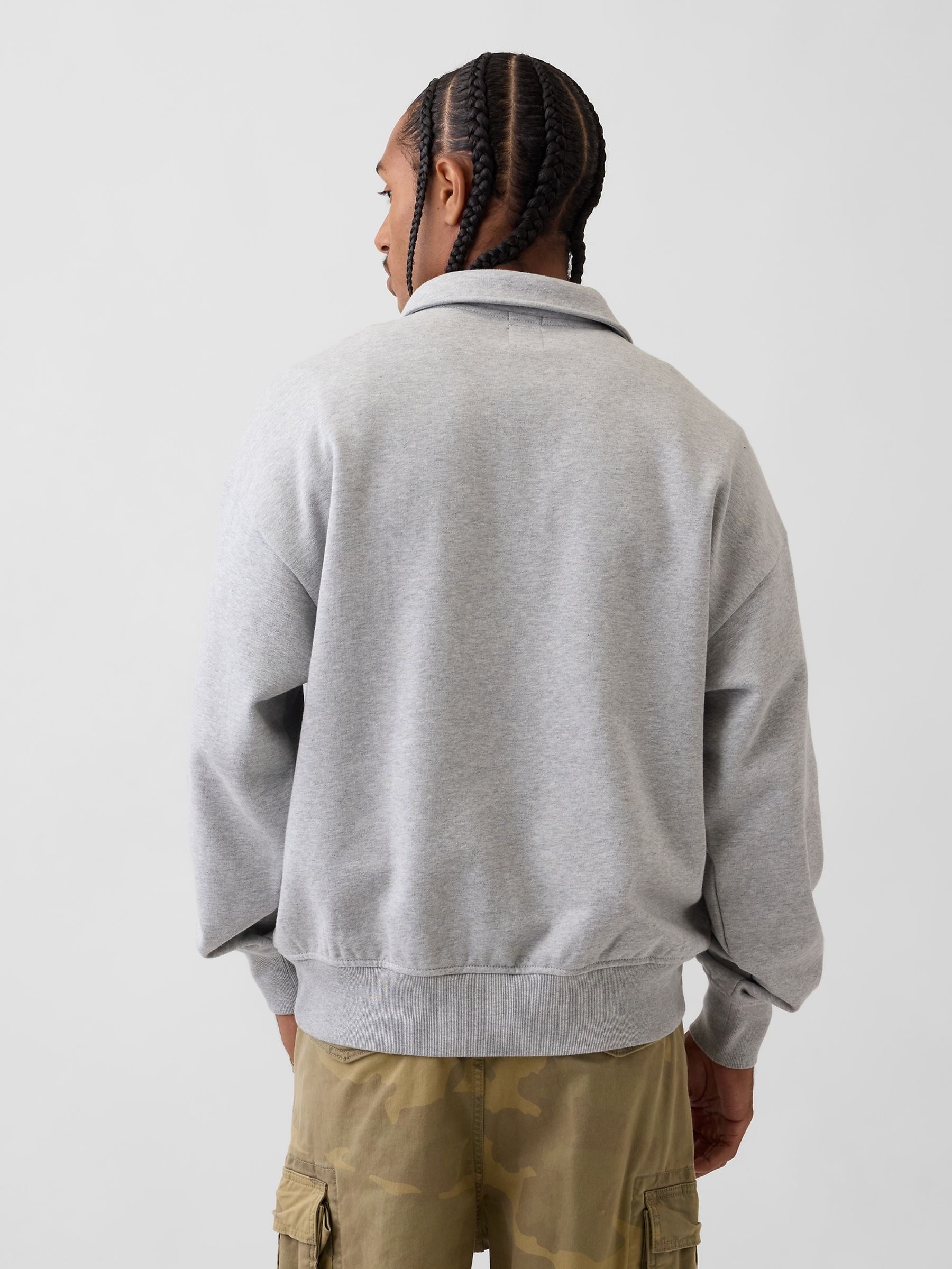 Grey Heavyweight Oversized Logo Half-Zip Pullover Sweatshirt - Image 2 of 4