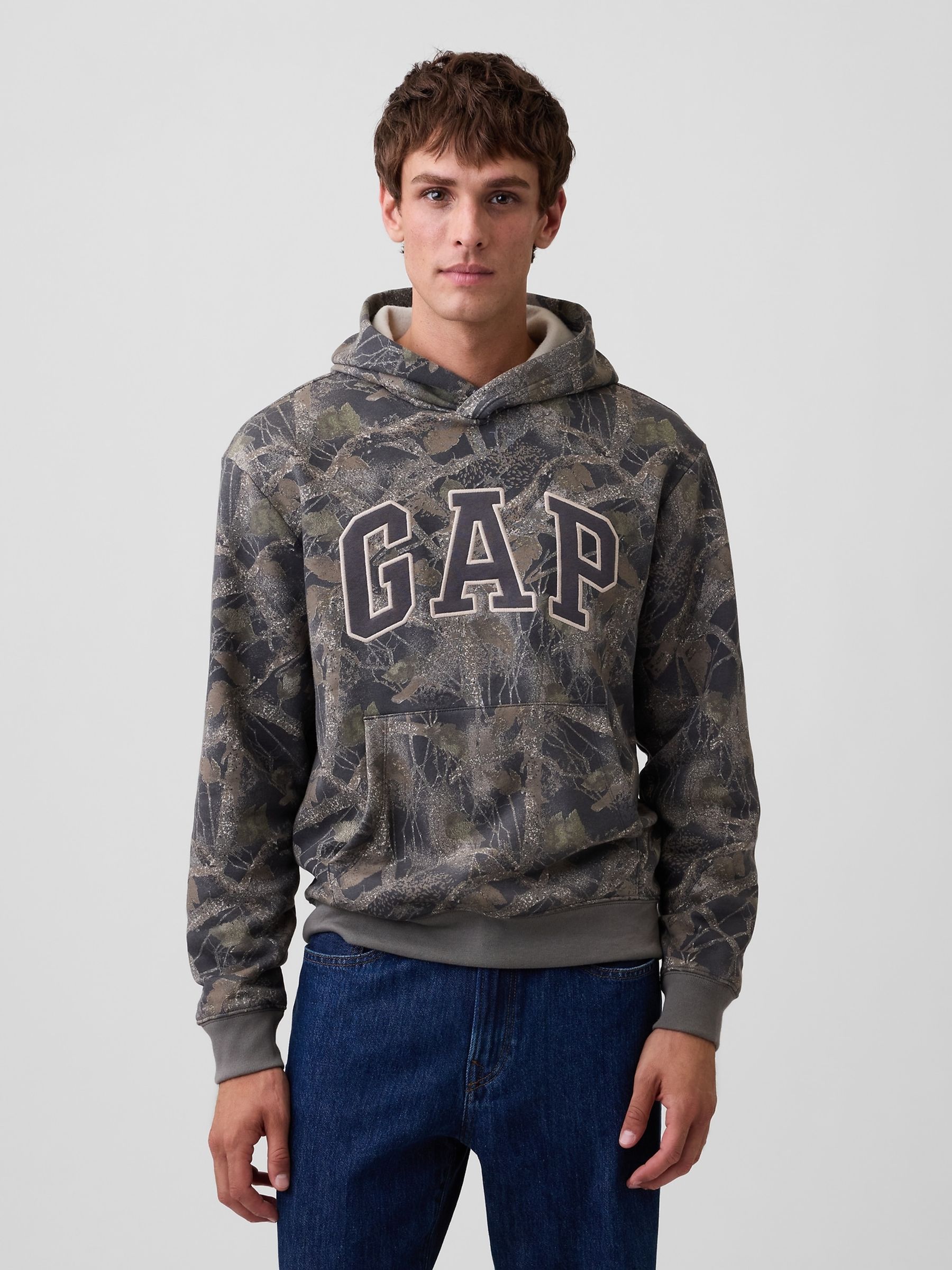 Grey Camo Relaxed Logo Hoodie - Image 1 of 4