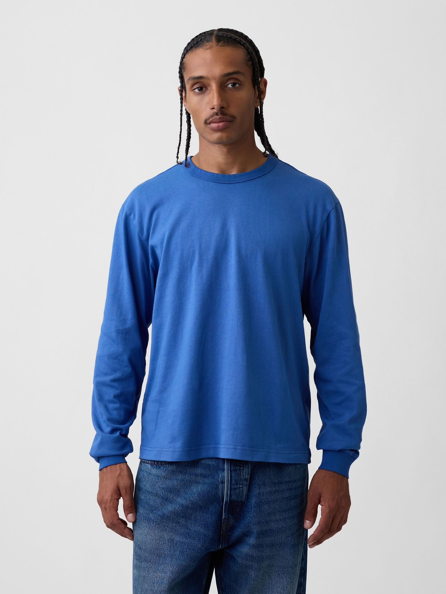 Blue Heavyweight Relaxed Long Sleeve T-Shirt - Image 1 of 4