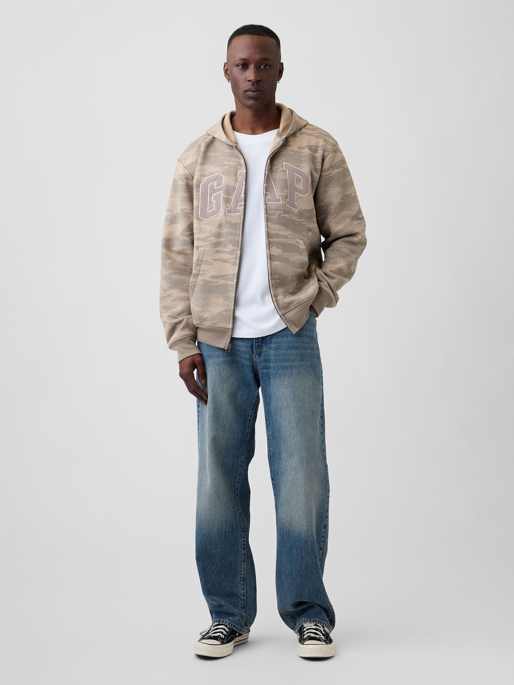 Brown Camo Relaxed Gap Logo Zip Hoodie - Image 3 of 3