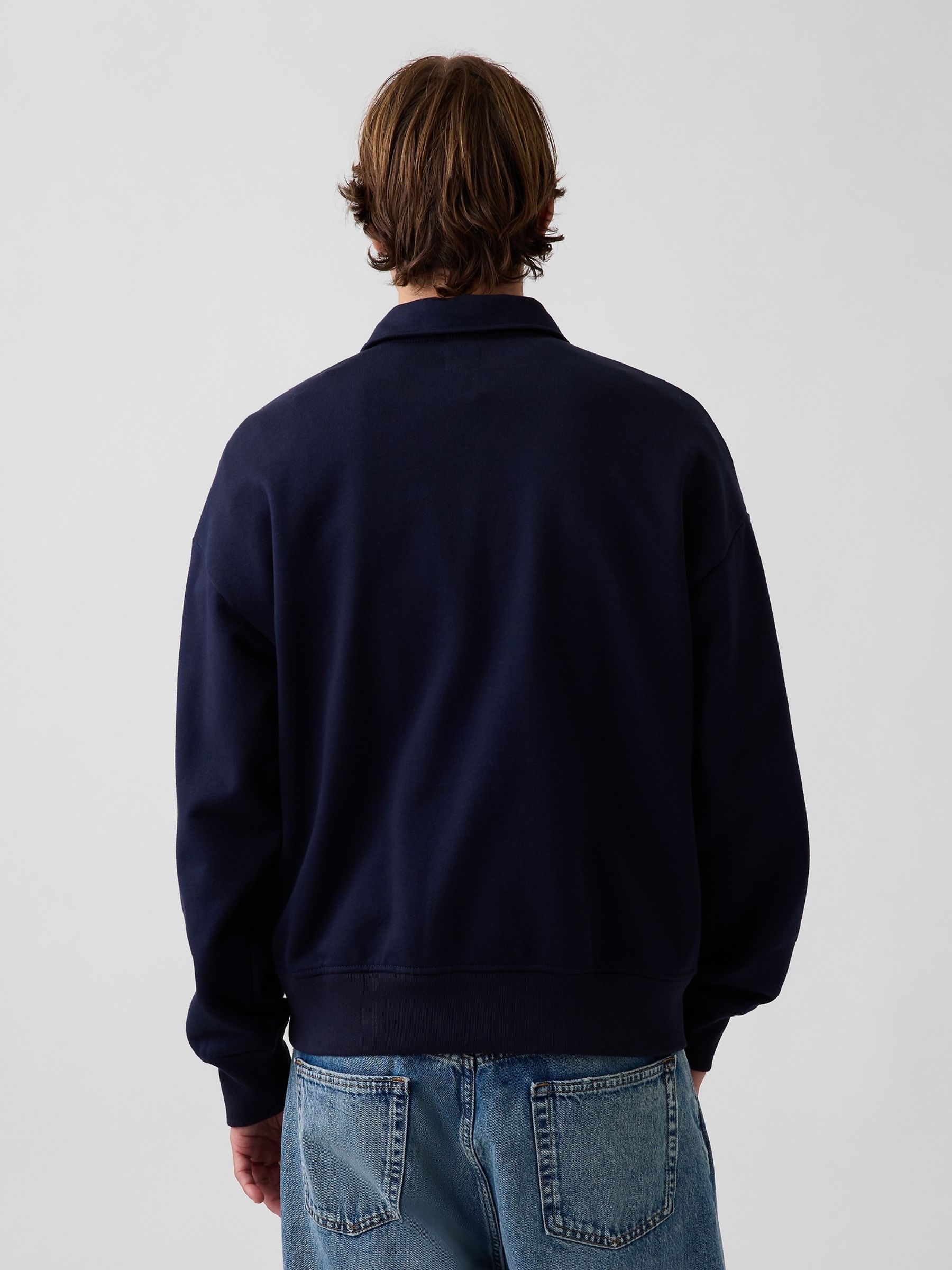 Navy Heavyweight Oversized Logo Half-Zip Pullover Sweatshirt - Image 2 of 4