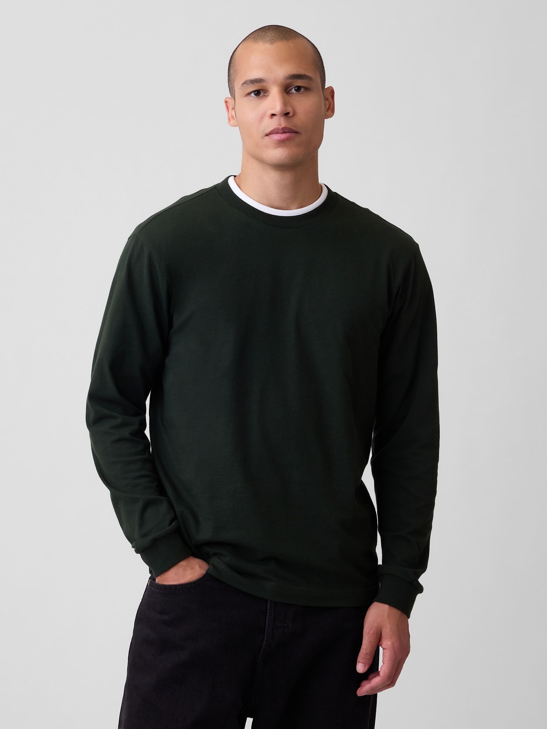 Dark Green Long Sleeve T-Shirt - Image 1 of 4