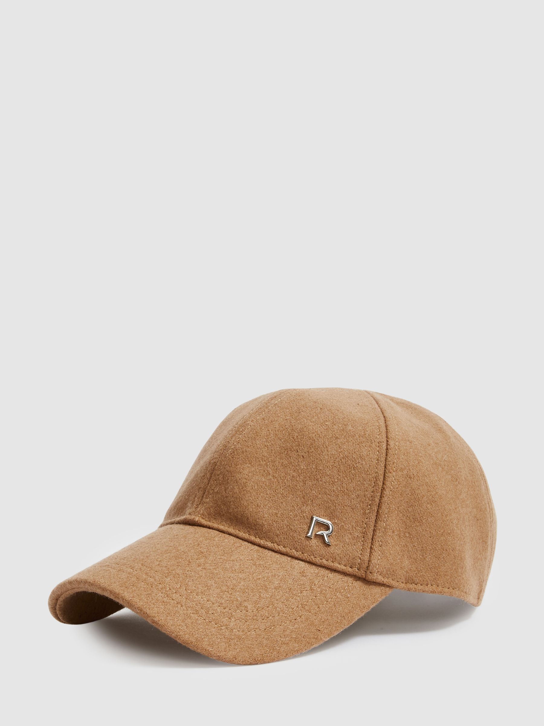 Wool-Blend Brushed Felt Cap in Camel/Shiny Silver - Image 1 of 4