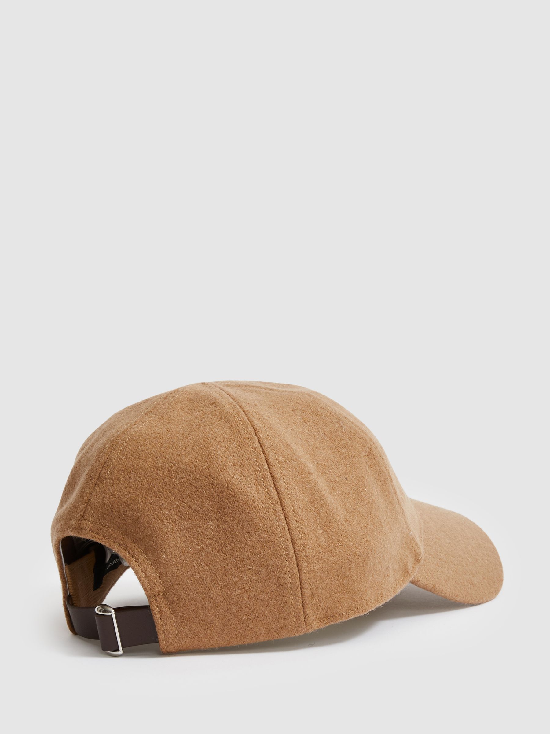 Wool-Blend Brushed Felt Cap in Camel/Shiny Silver - Image 3 of 4