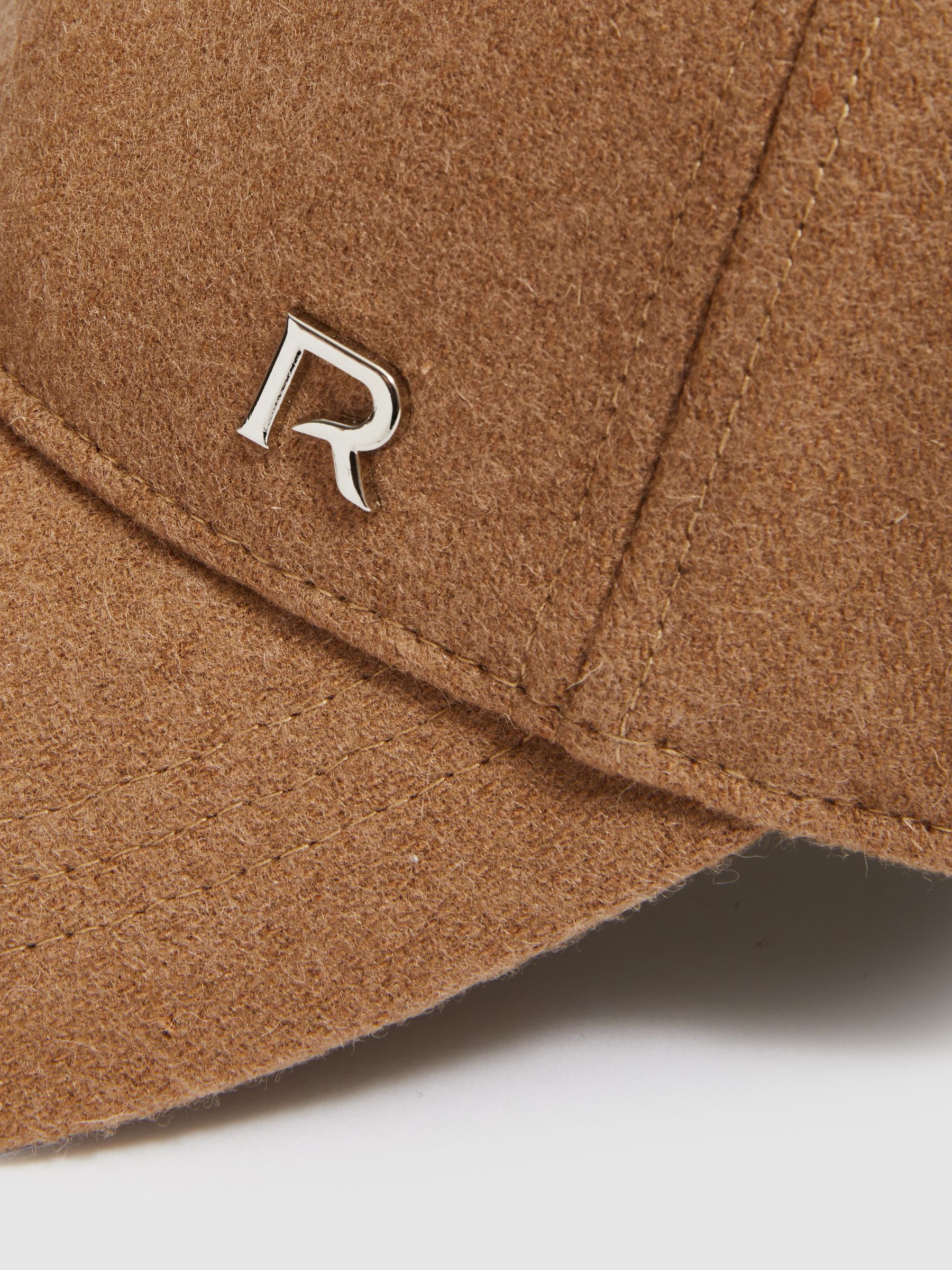 Wool-Blend Brushed Felt Cap in Camel/Shiny Silver - Image 4 of 4