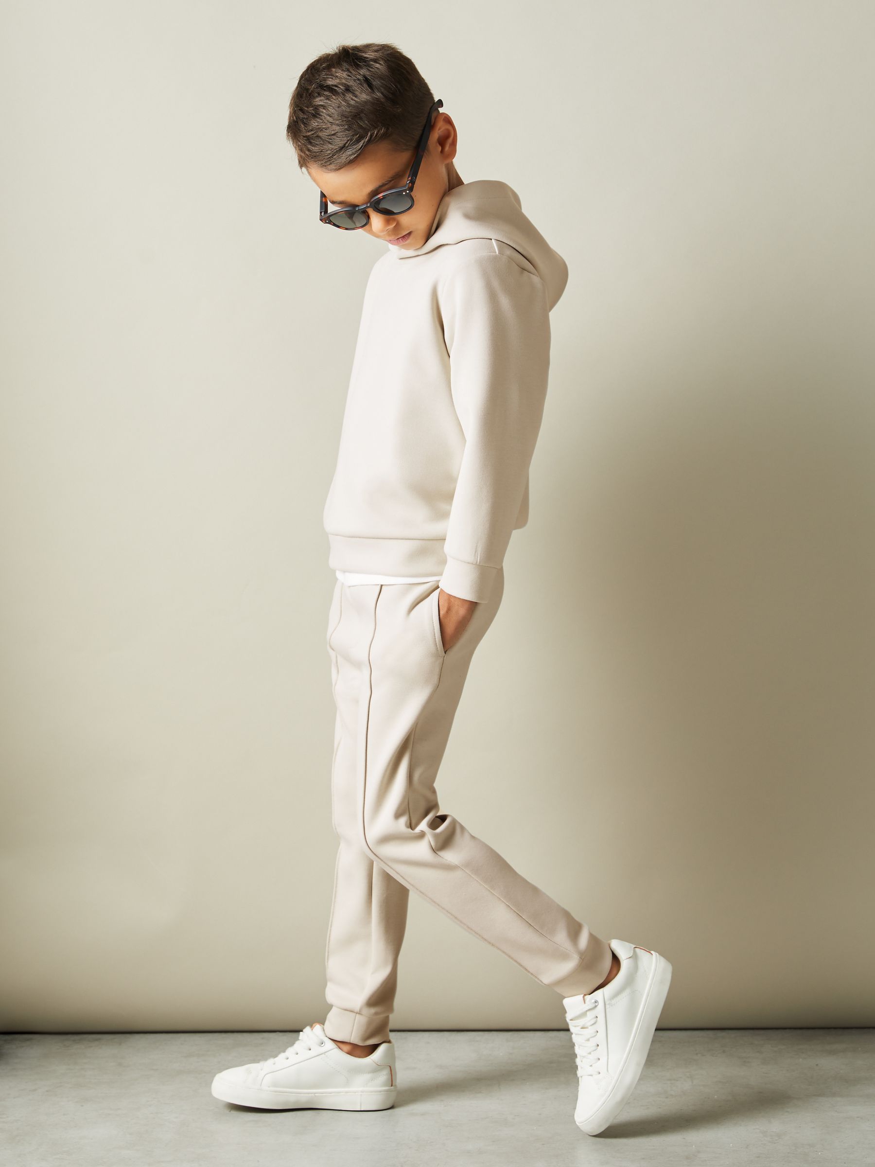 13-14 yrs Interlock Jersey Drawstring Joggers in Cement - Image 2 of 4