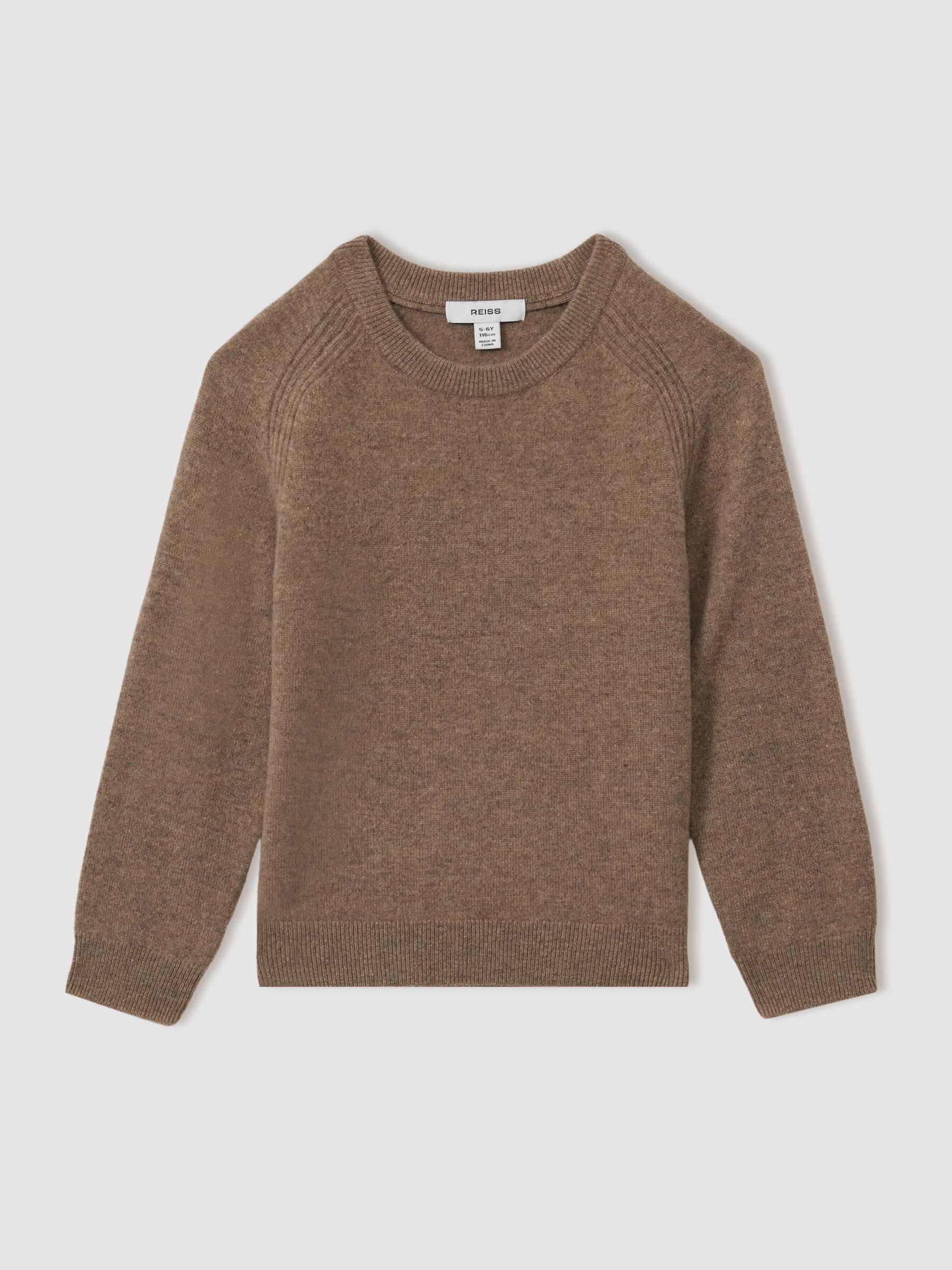 9-13 yrs Wool Blend Crew Neck Jumper in Brown Melange - Image 2 of 4