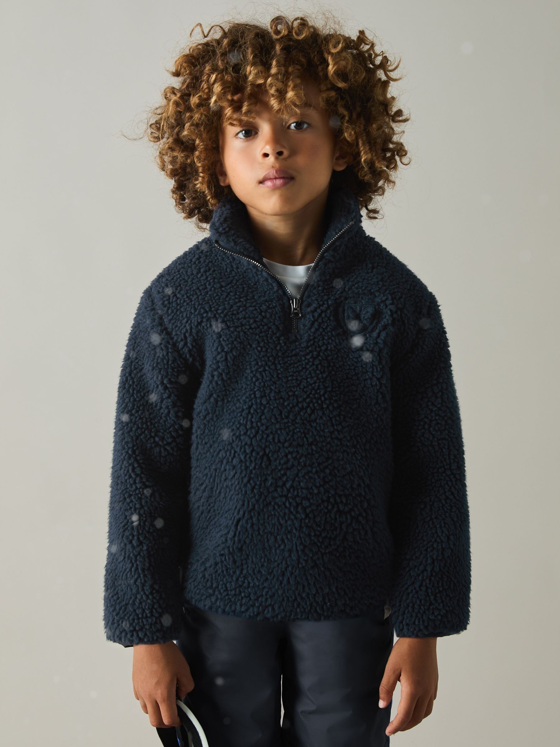 Logo-Embroidered Fleece Sweatshirt in Navy - Image 3 of 4