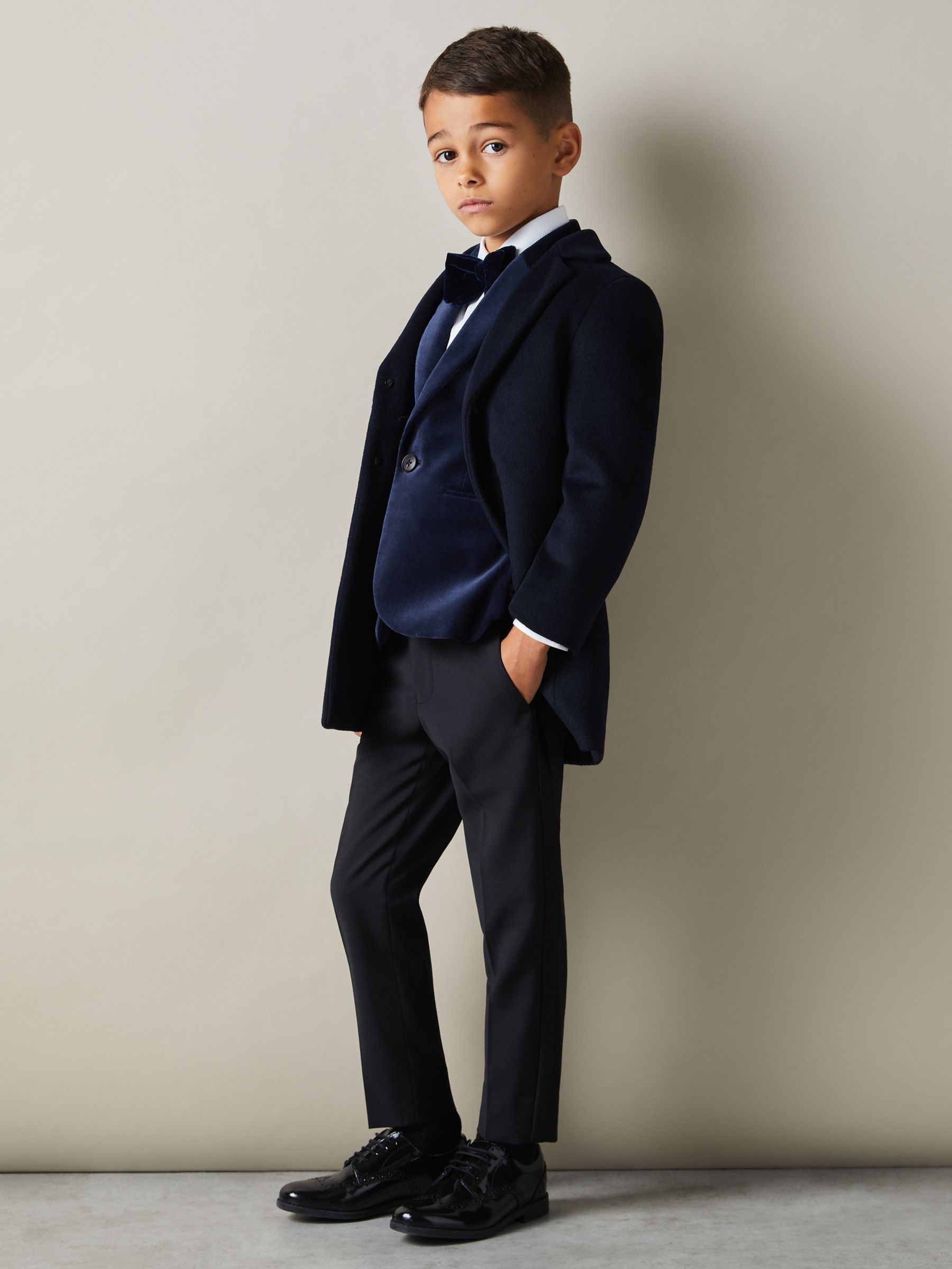 9-13 yrs Velvet Single Breasted Blazer in Baltic Blue - Image 1 of 4