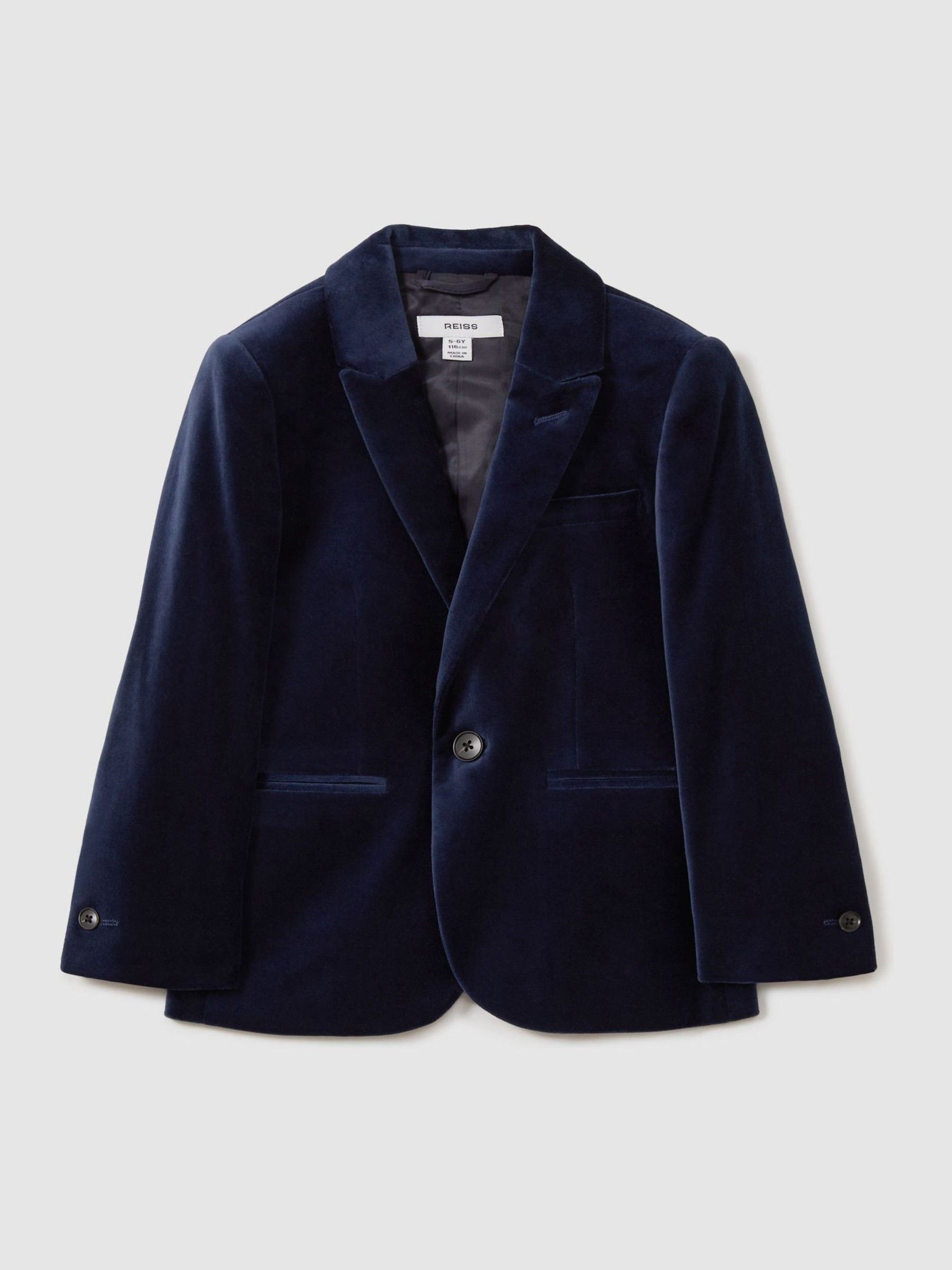9-13 yrs Velvet Single Breasted Blazer in Baltic Blue - Image 2 of 4