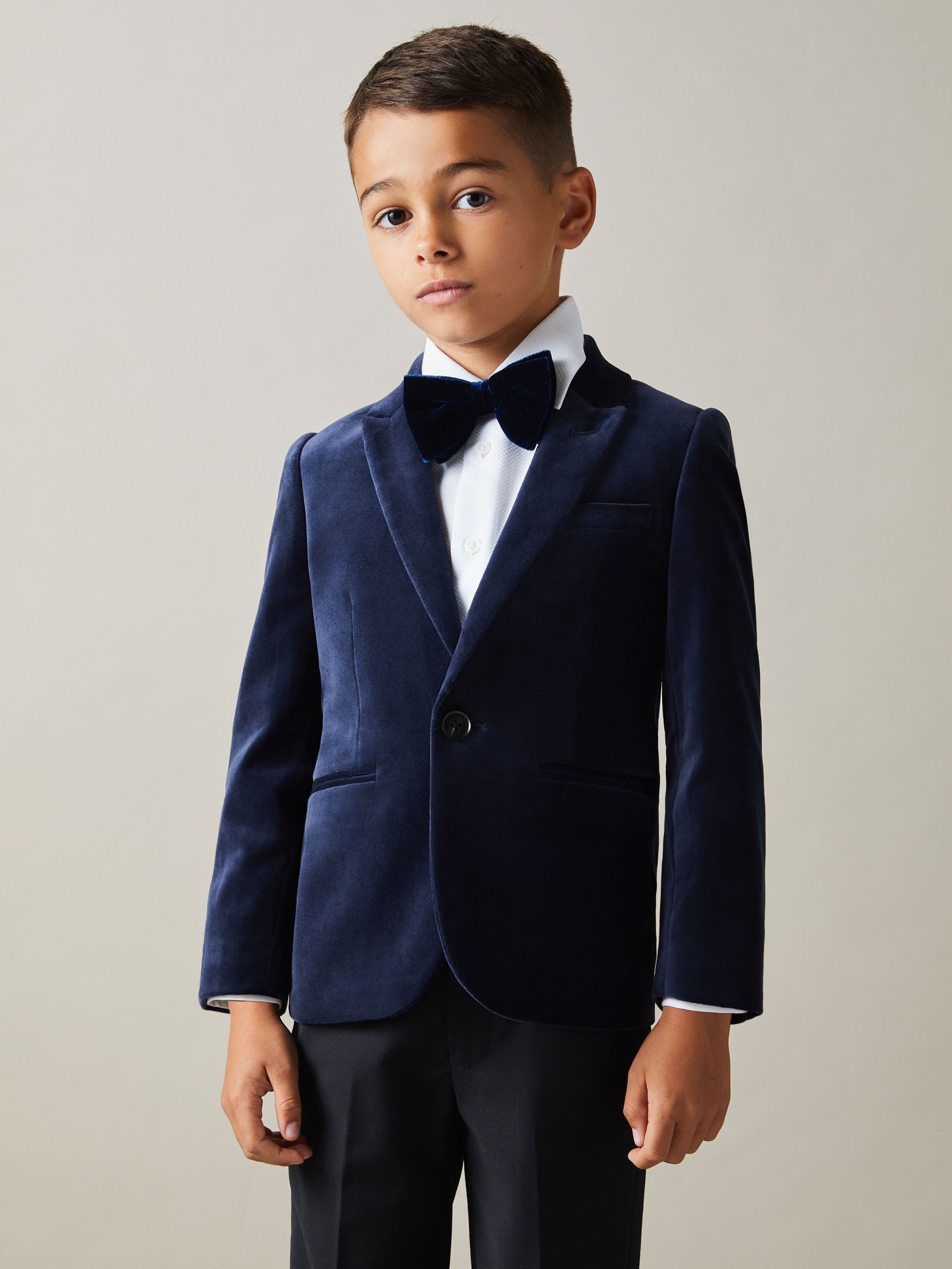 9-13 yrs Velvet Single Breasted Blazer in Baltic Blue - Image 3 of 4