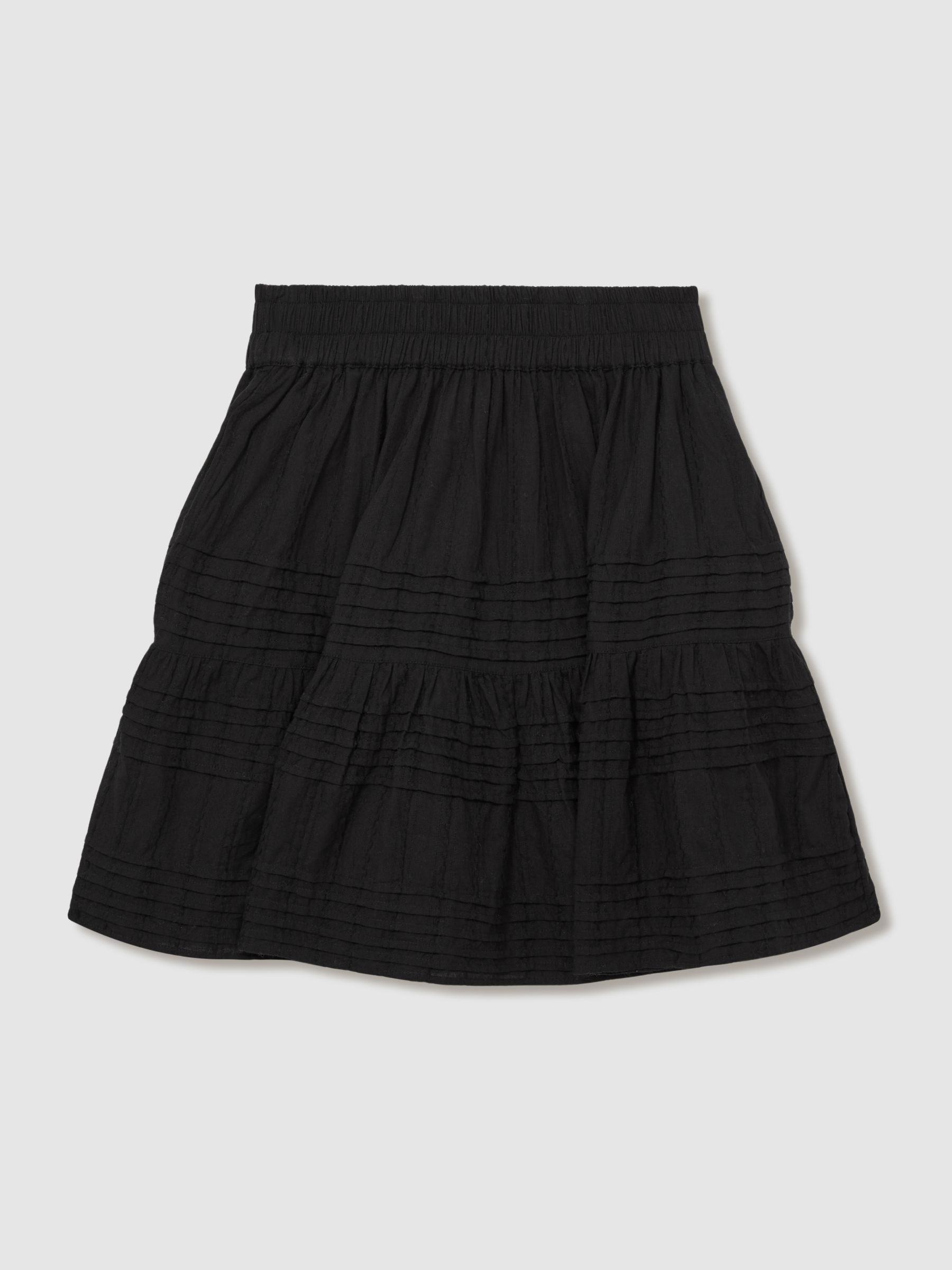 Mille 100% Cotton Tiered Mini Skirt in Black - Image 2 of 6