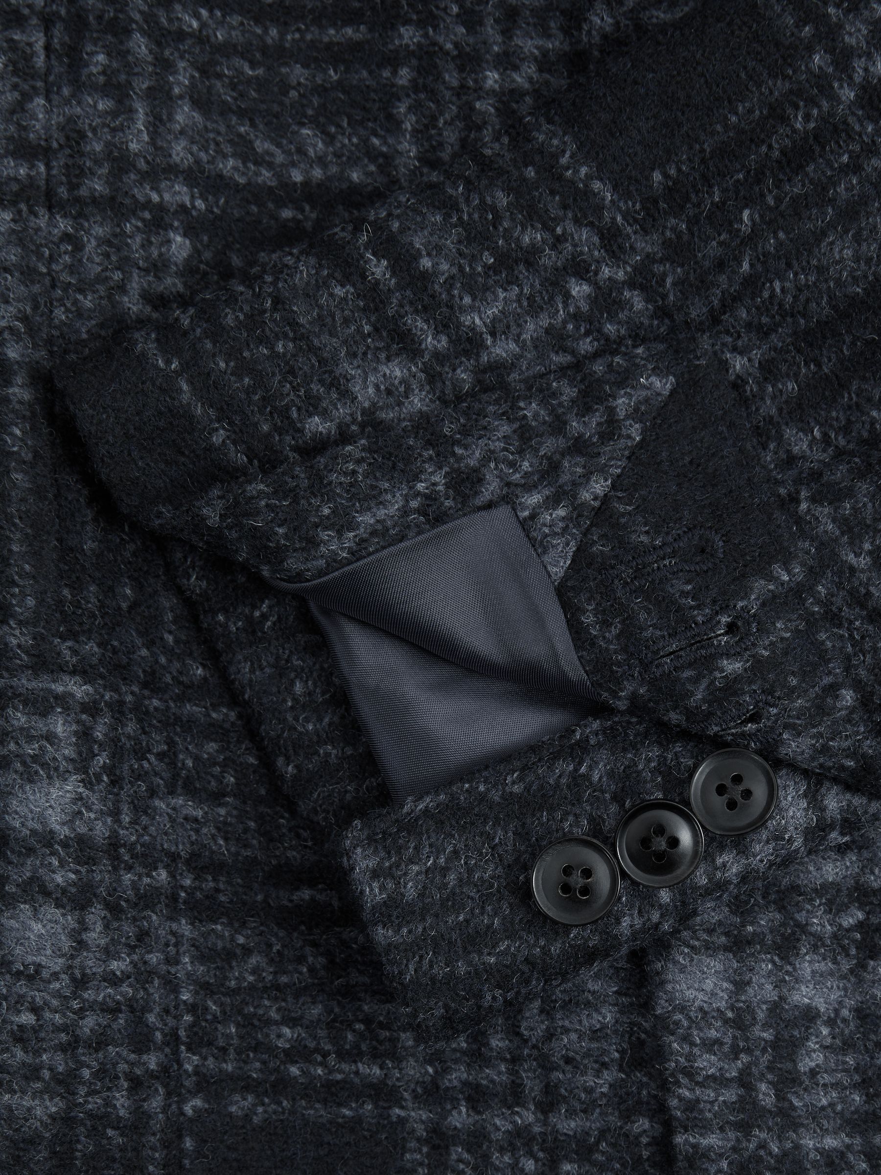 Single Breasted Checked Blazer with Wool in Navy - Image 6 of 6