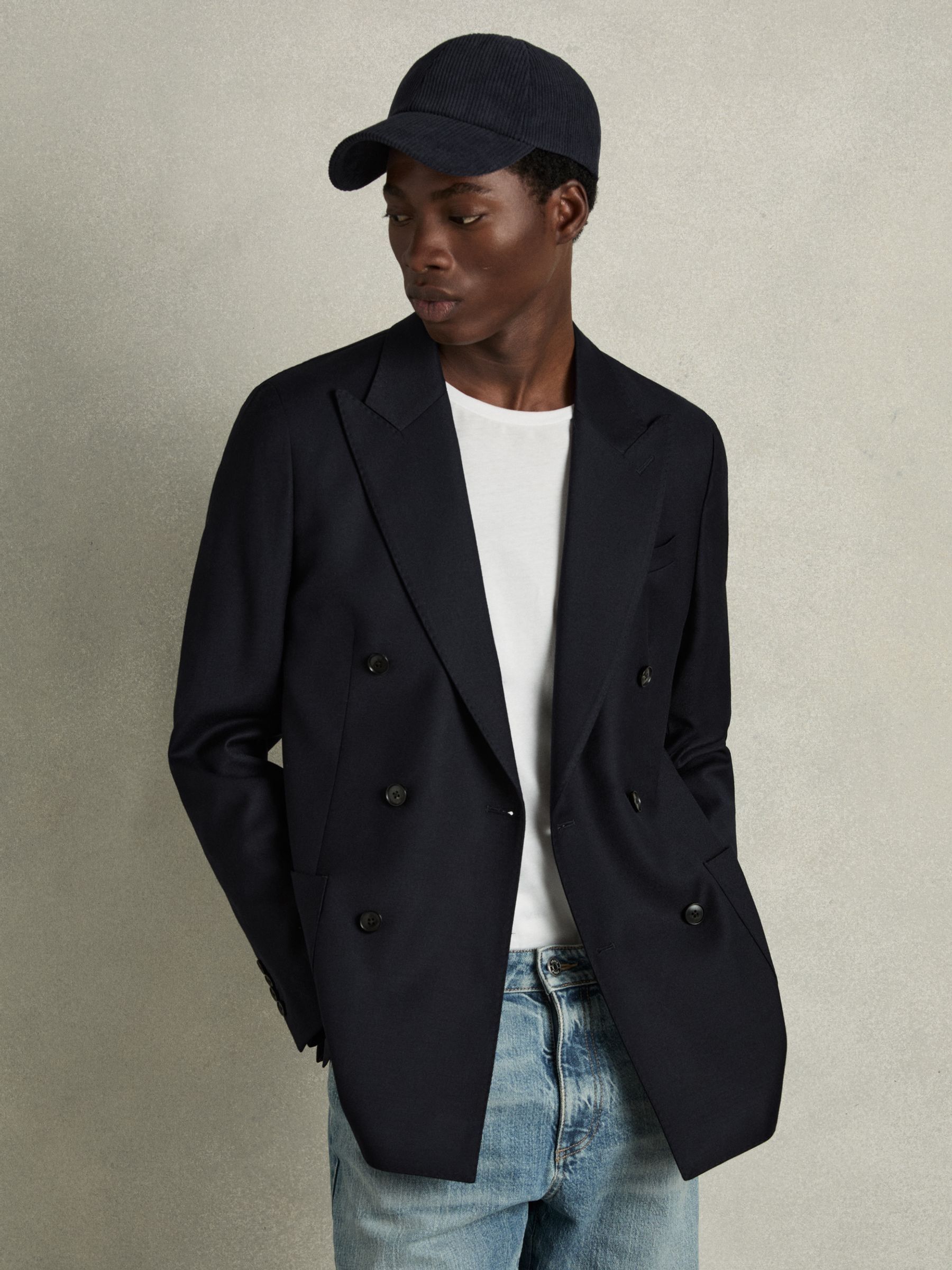 Corduroy Baseball Cap in Dark Navy - Image 2 of 4