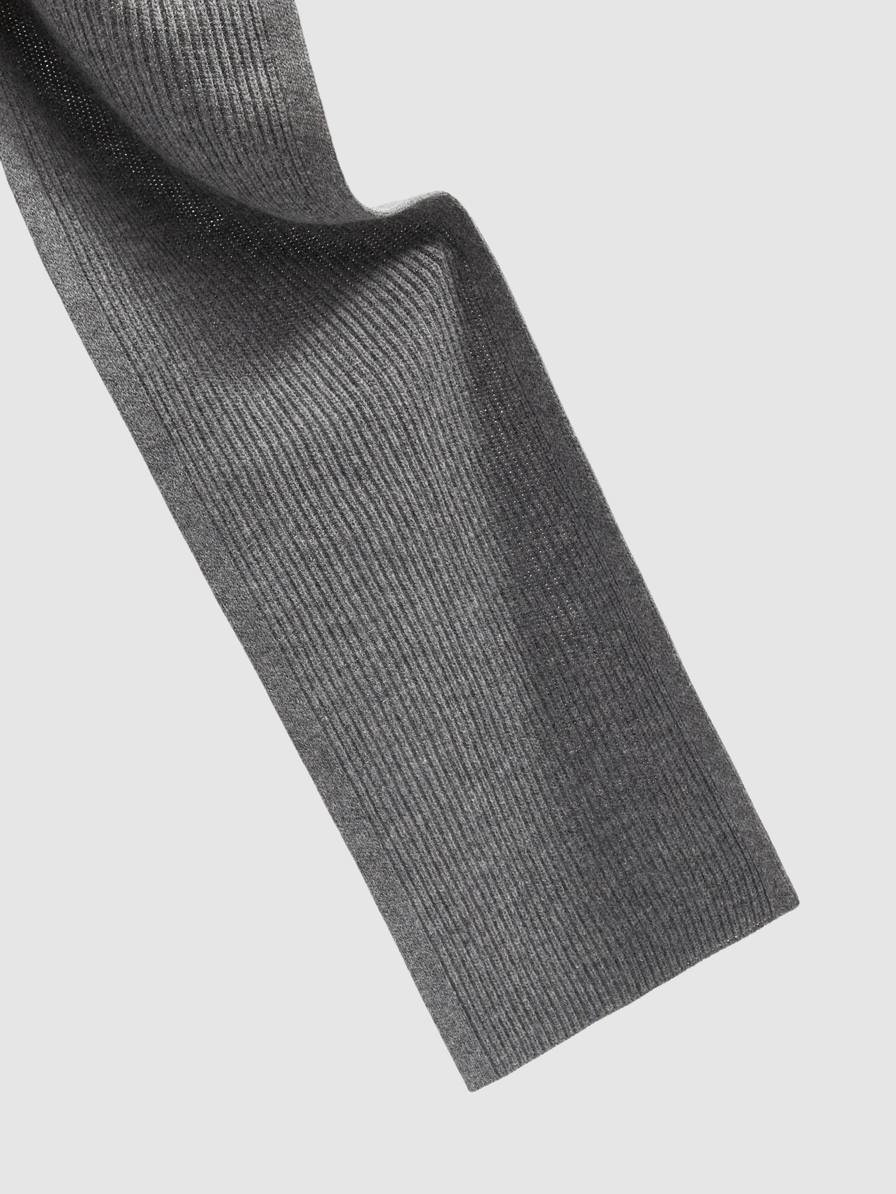 Ribbed Merino Scarf in Mid Grey Melange - Image 4 of 4