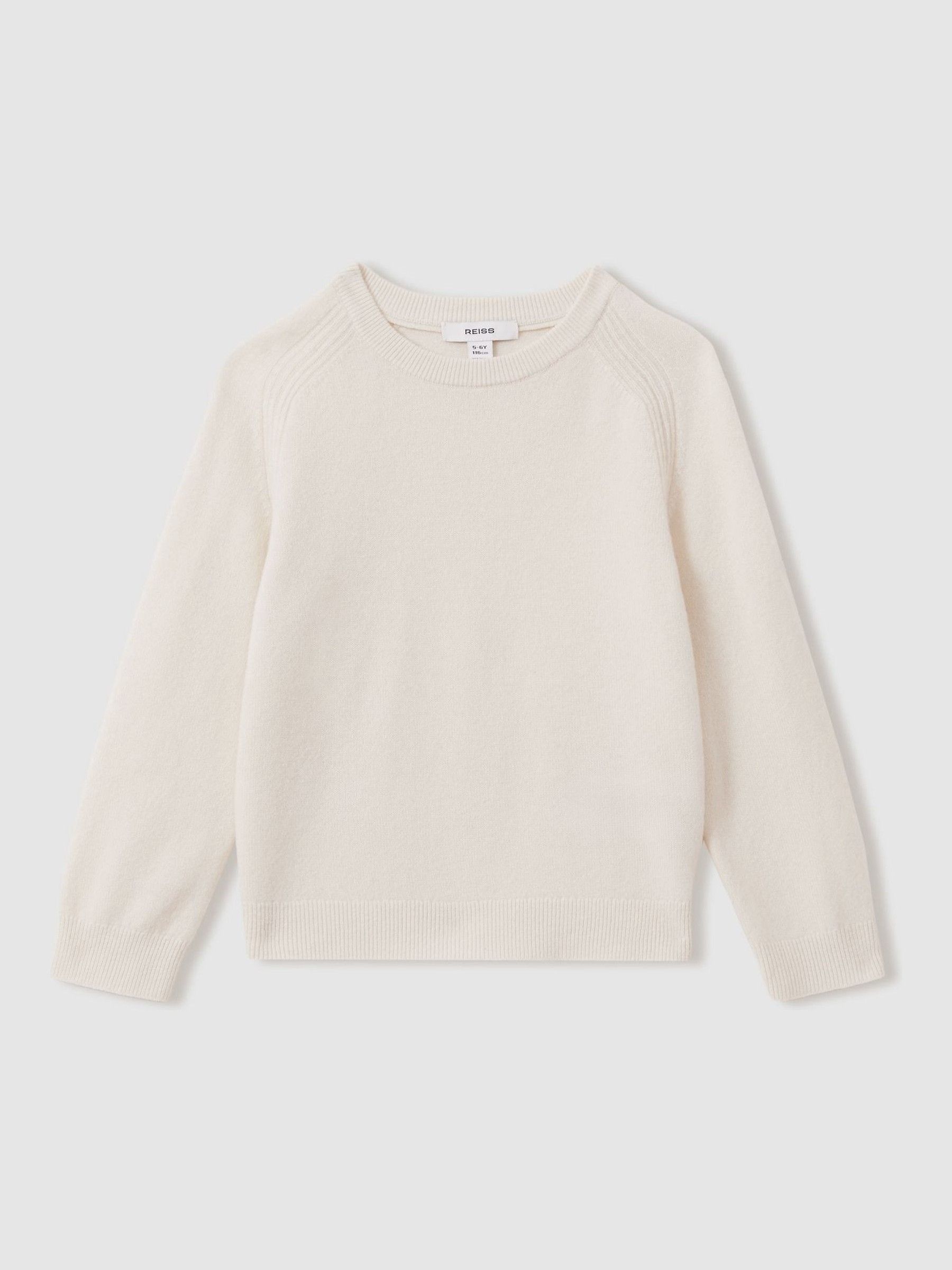 9-13 yrs Wool Blend Crew Neck Jumper in Off White - Image 2 of 4